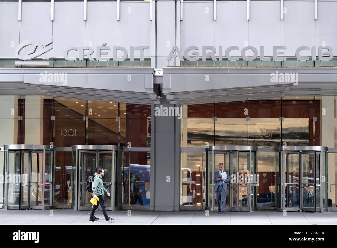 A shop sign of CREDIT AGRICOLE CIB Bank, on May 07, 2022 in New-York ...