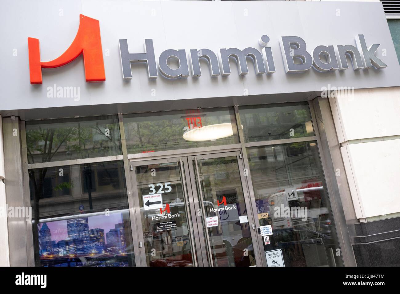 A shop sign of Hanmi Bank, on May 07, 2022 in NewYork City, USA. Photo