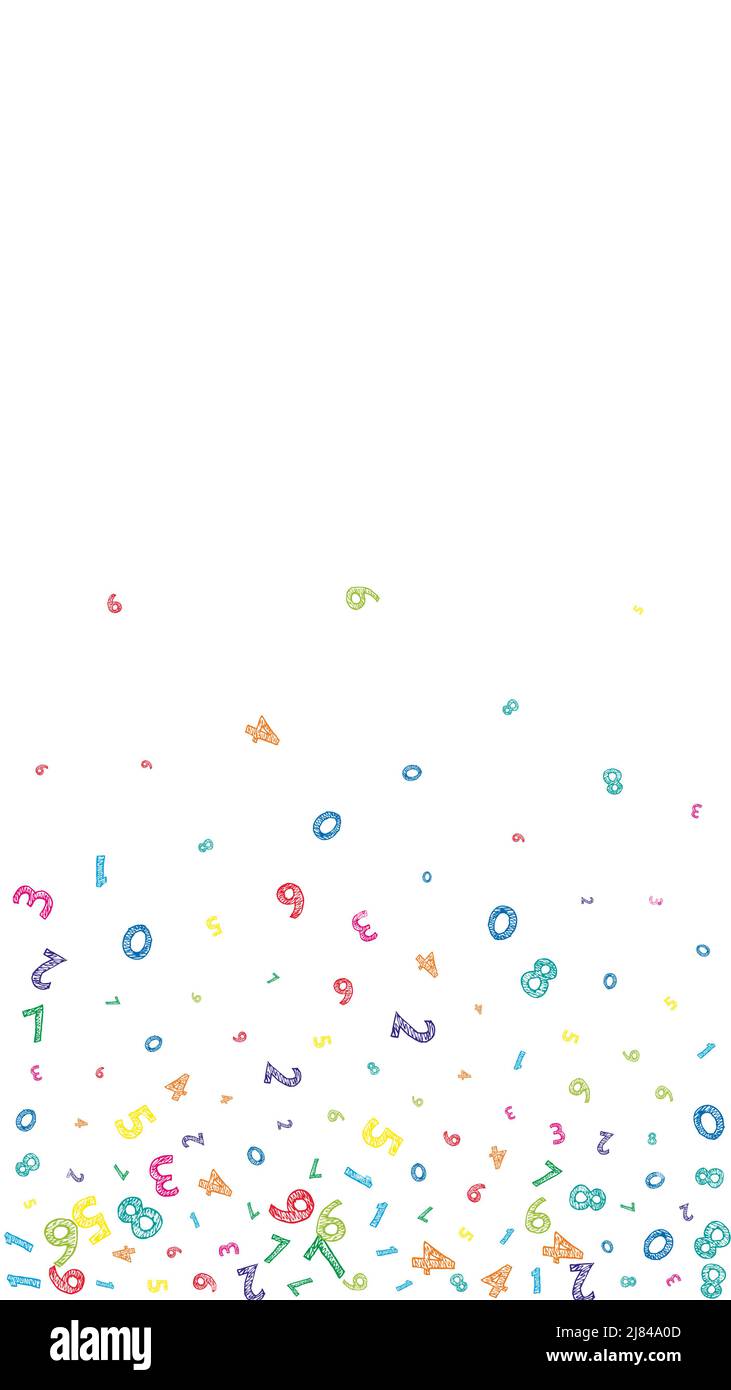 Falling colorful messy numbers. Math study concept with flying digits ...