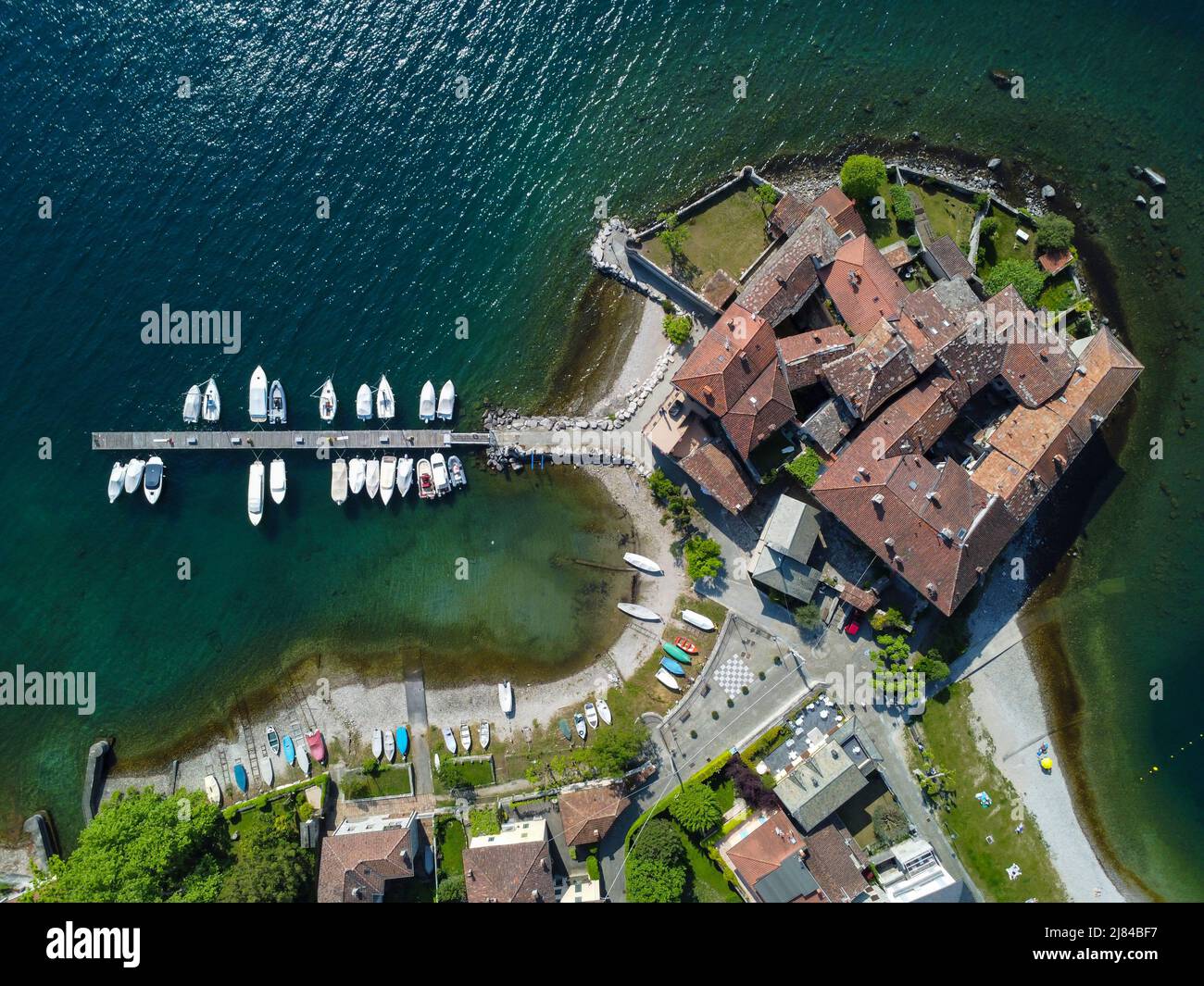 Aerial view of Lierna, a village on Lake Como Stock Photo