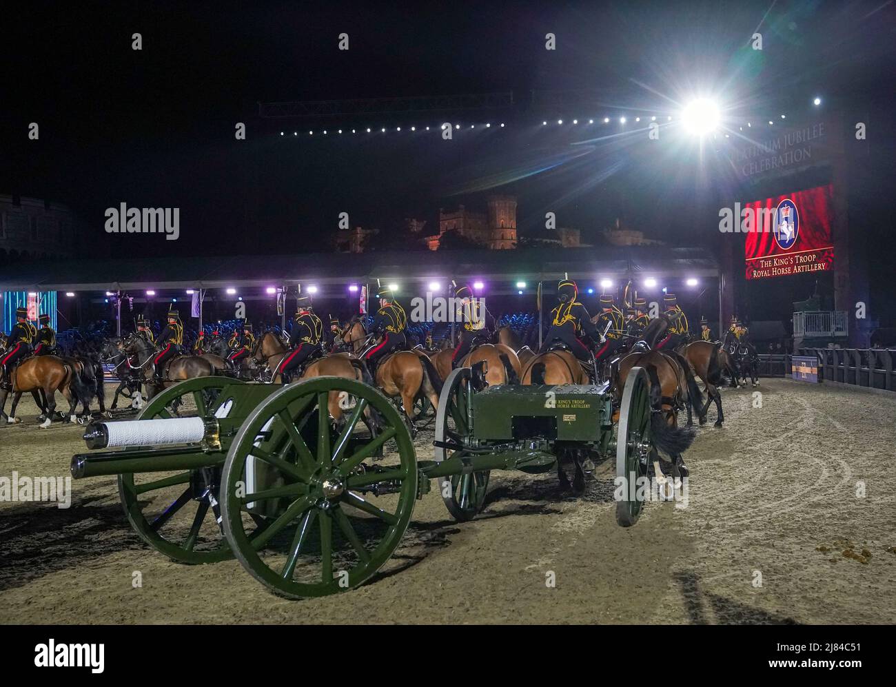 The King S Troop Royal Horse Artillery Perform During The A Gallop Through History Platinum Jubilee Celebration At The Royal Windsor Horse Show At Windsor Castle Picture Date Thursday May 12 22 Stock