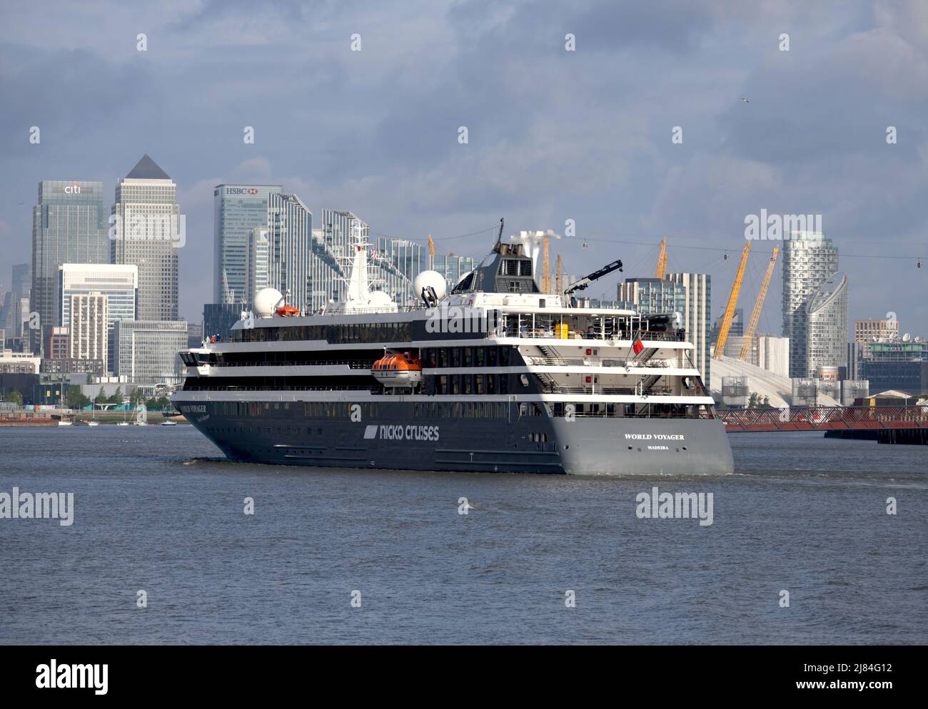 11/05/2022 Thames Barrier UK Cruise ship World Voyager sails through ...