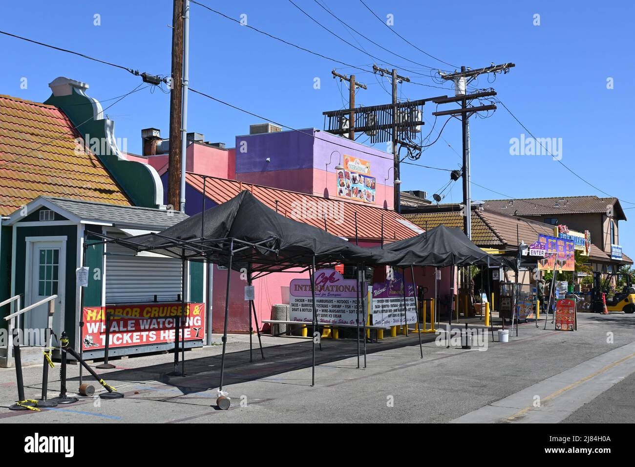 SAN PEDRO, CALIFORNIA - 11 MAY 2022: Shops and Restaurants at Ports 'O Call Village. Stock Photo