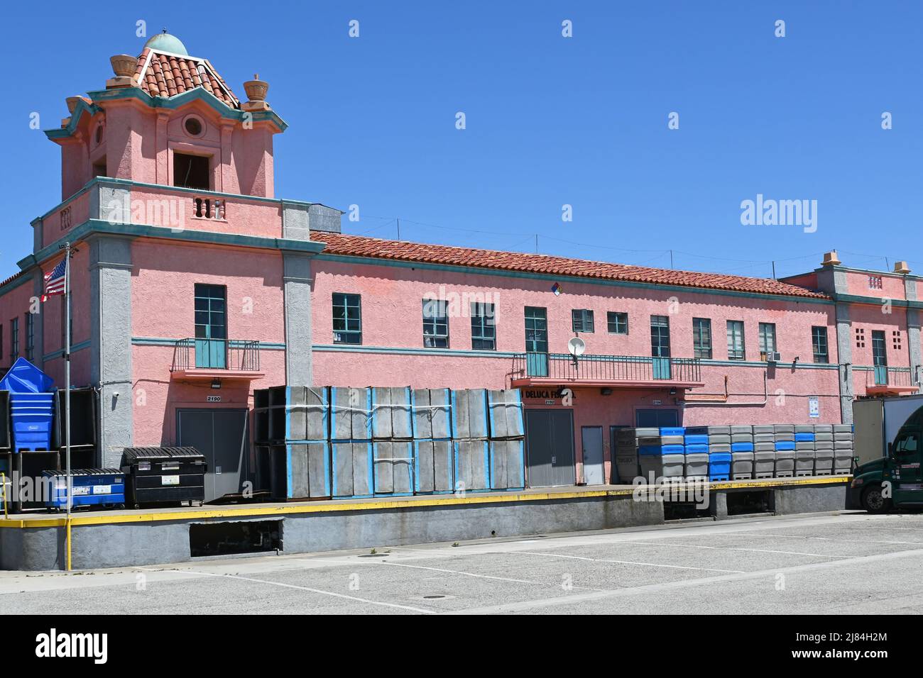 SAN PEDRO, CALIFORNIA - 11 MAY 2022: The J Deluca Fish Co. on the Main Channel in the Port of Los Angeles. Stock Photo