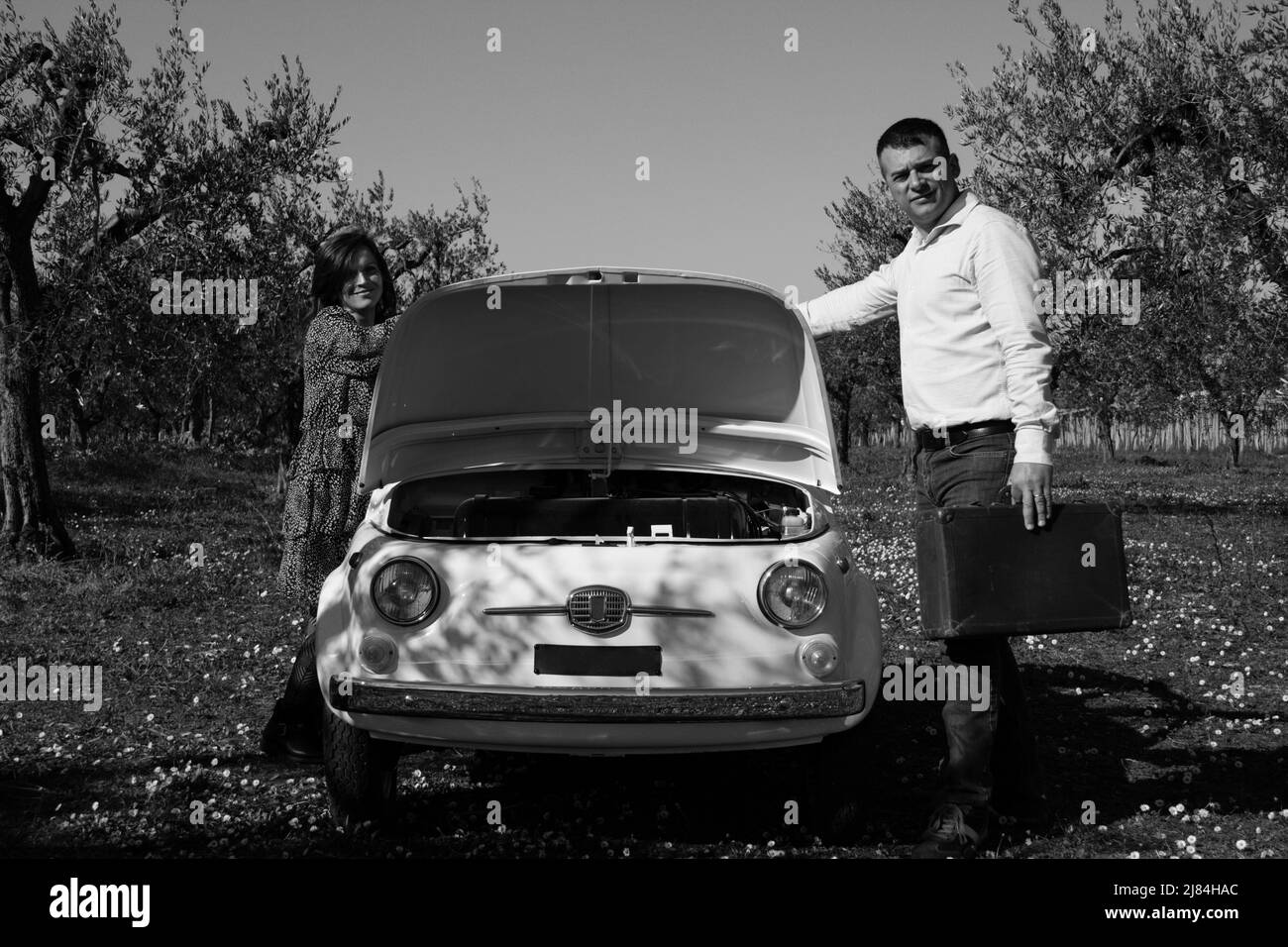 Old timer car young woman hi-res stock photography and images - Alamy