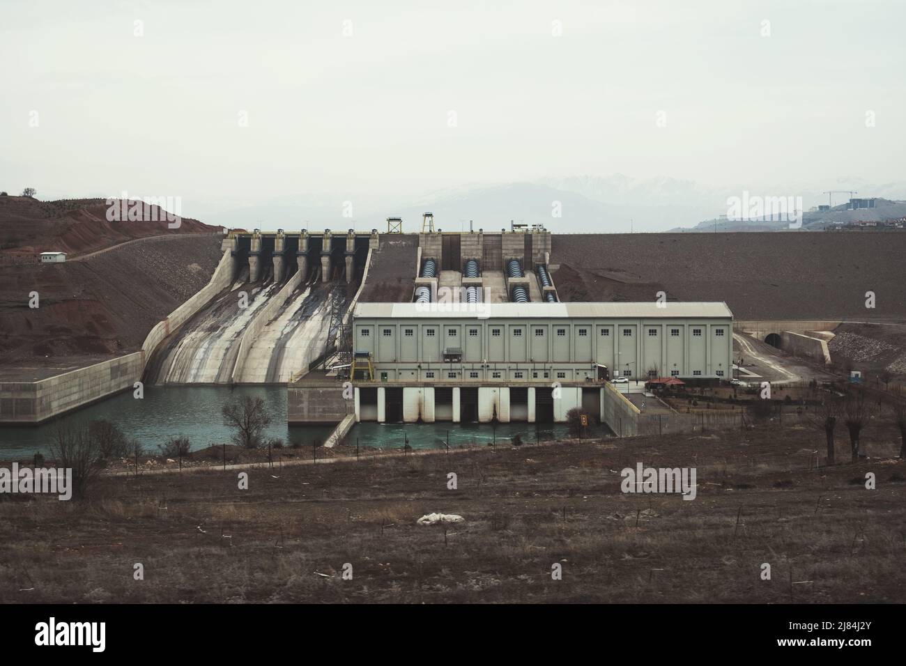 Erzincan, Turkey - February 22, 2022: Bagitas Dam and Firat Euphrates river Stock Photo