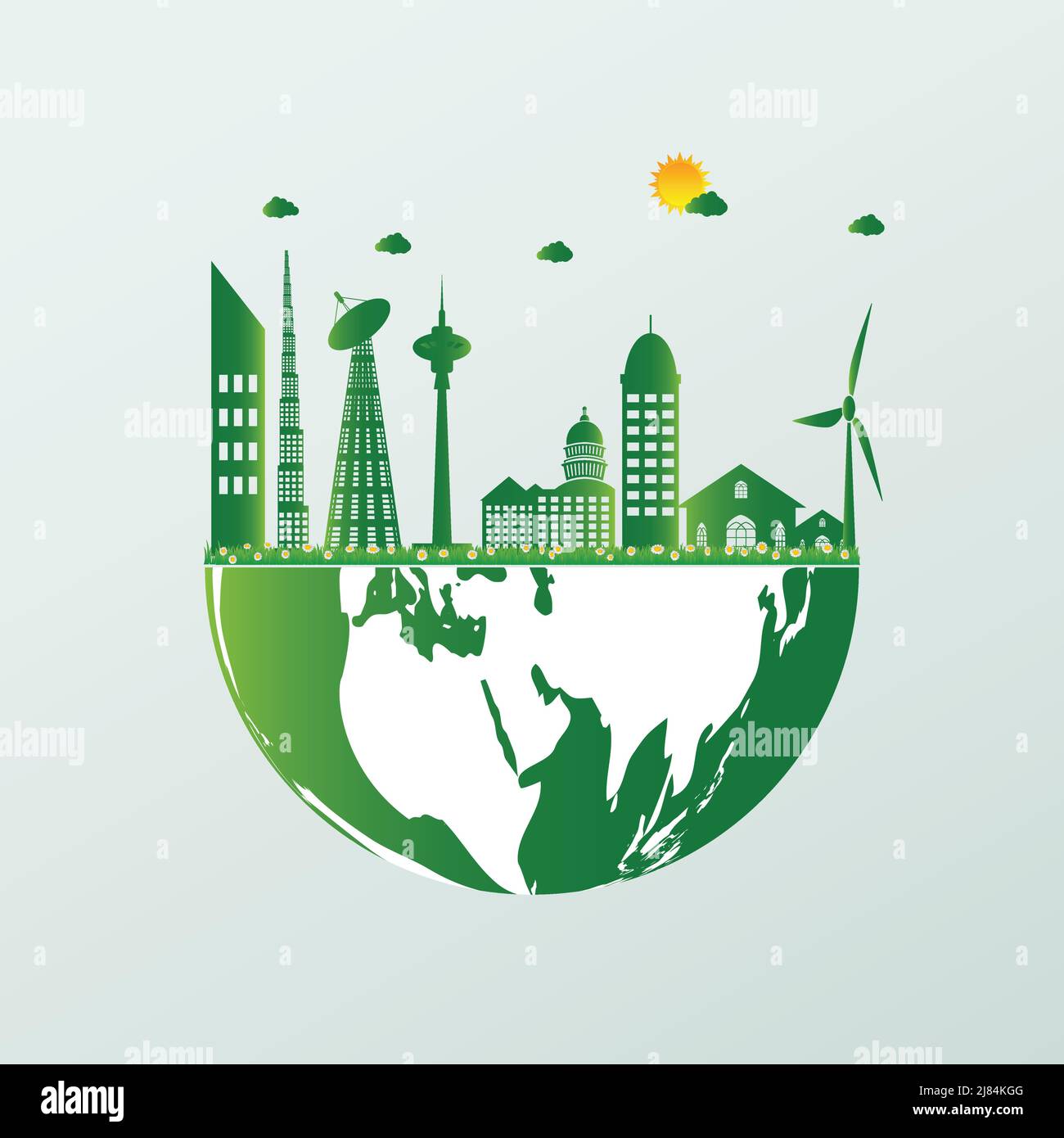 Ecology.Green cities help the world with ecofriendly concept ideas