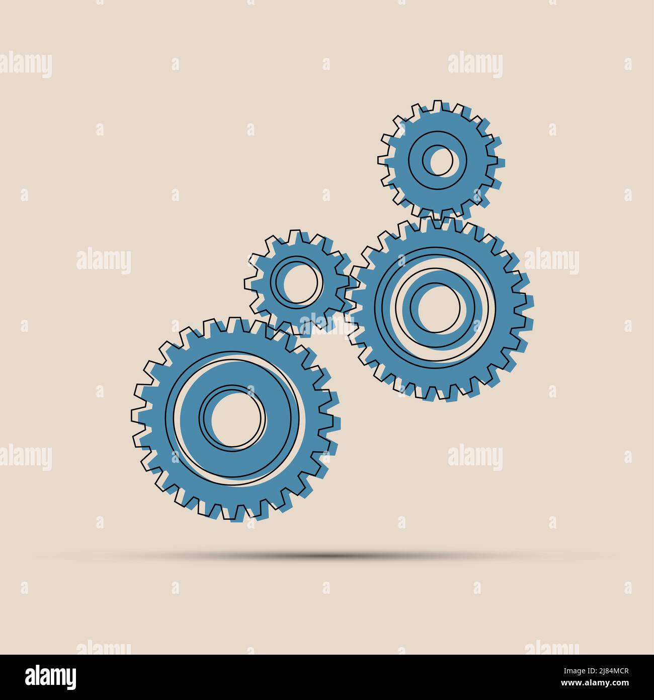 four pieces gears set icon on background,Vector illustration Stock Vector