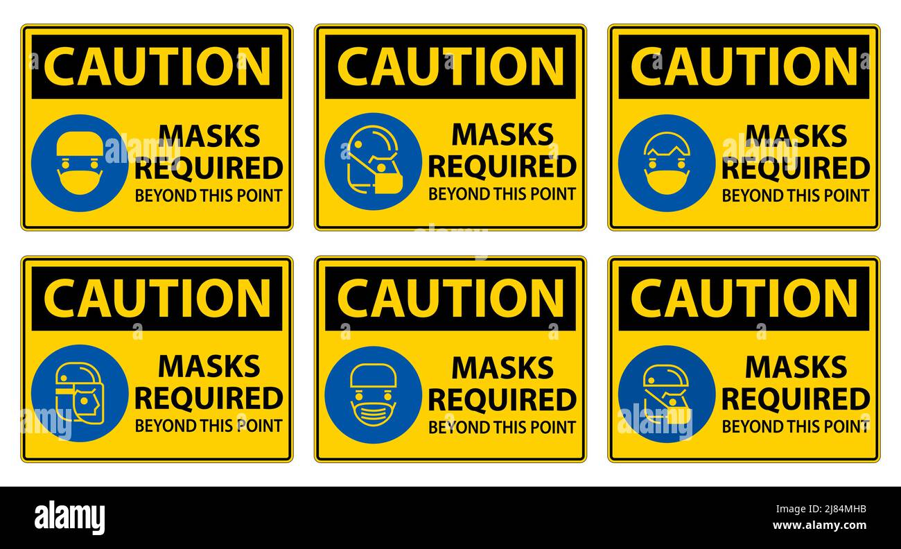Caution Symbol Masks Required Beyond This Point Sign Stock Vector Image ...