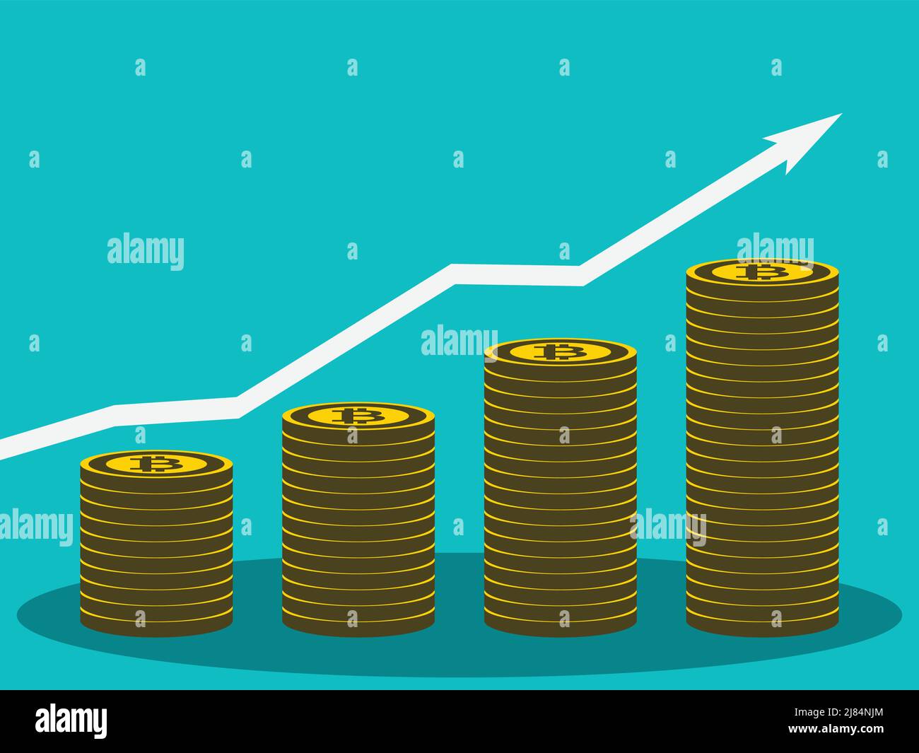 Business Bitcoin concept growth chart on medal bitcoin background ...