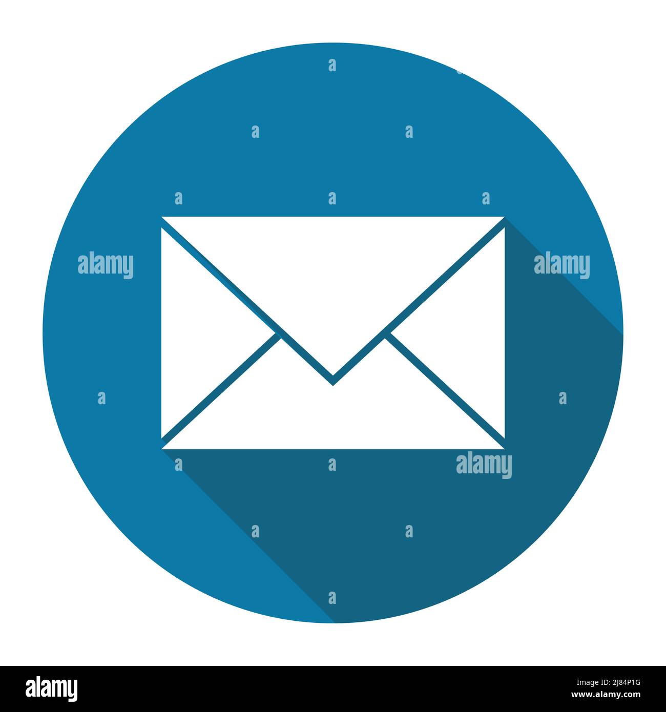 Mail icon with long shadow black on white background,Simple design style,Vector illustration Stock Vector