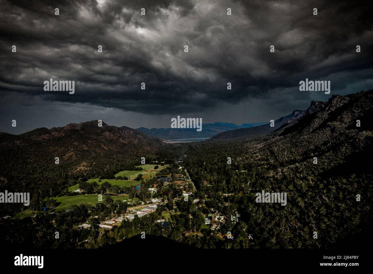 Stormy day at Chautauqua peak in Halls Gap Stock Photo