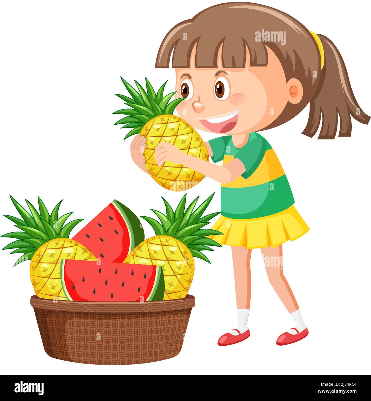 Girl with fruit basket on white background illustration Stock Vector Image  & Art - Alamy
