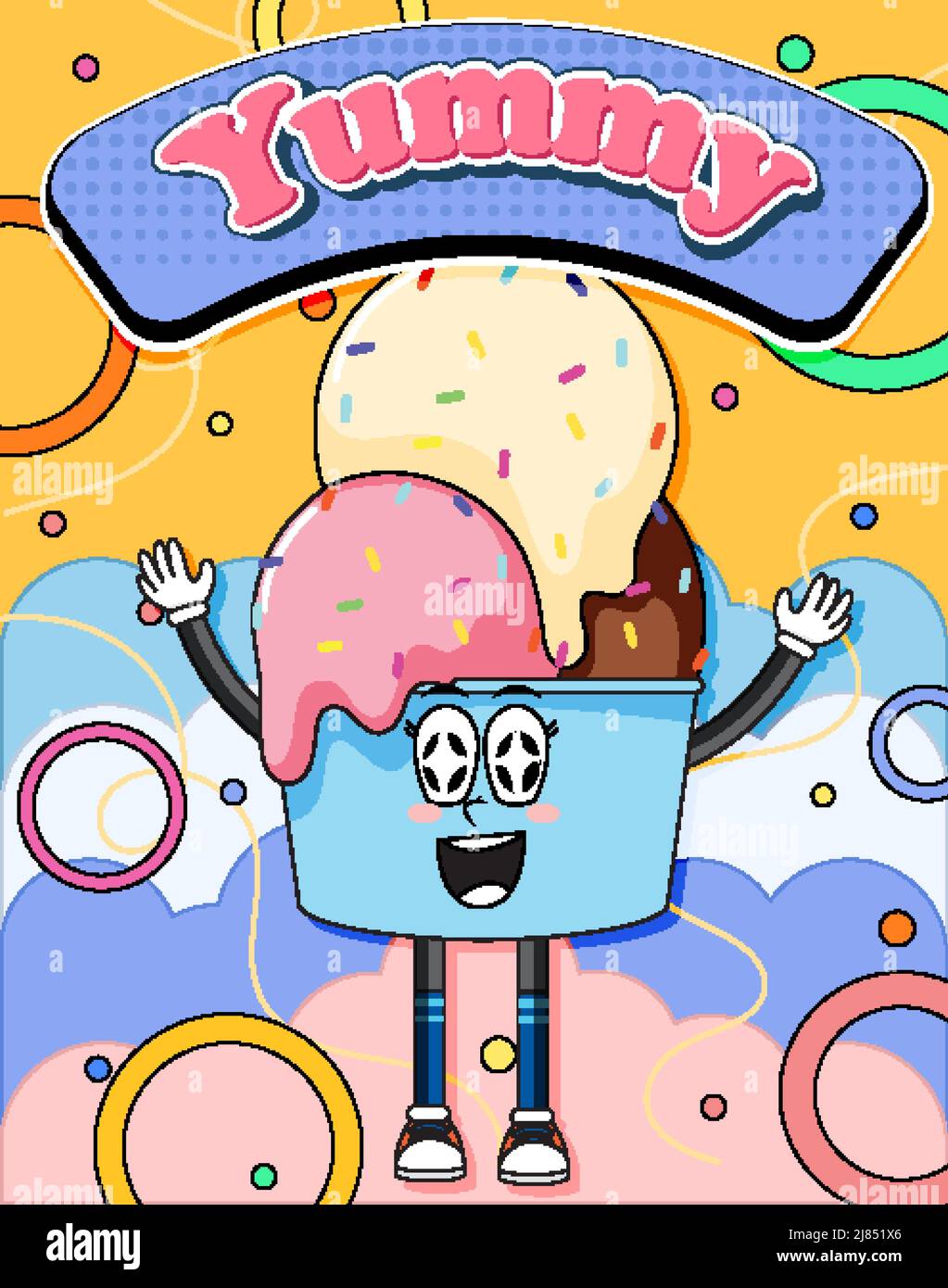 Funny ice cream cartoon character illustration Stock Vector Image & Art