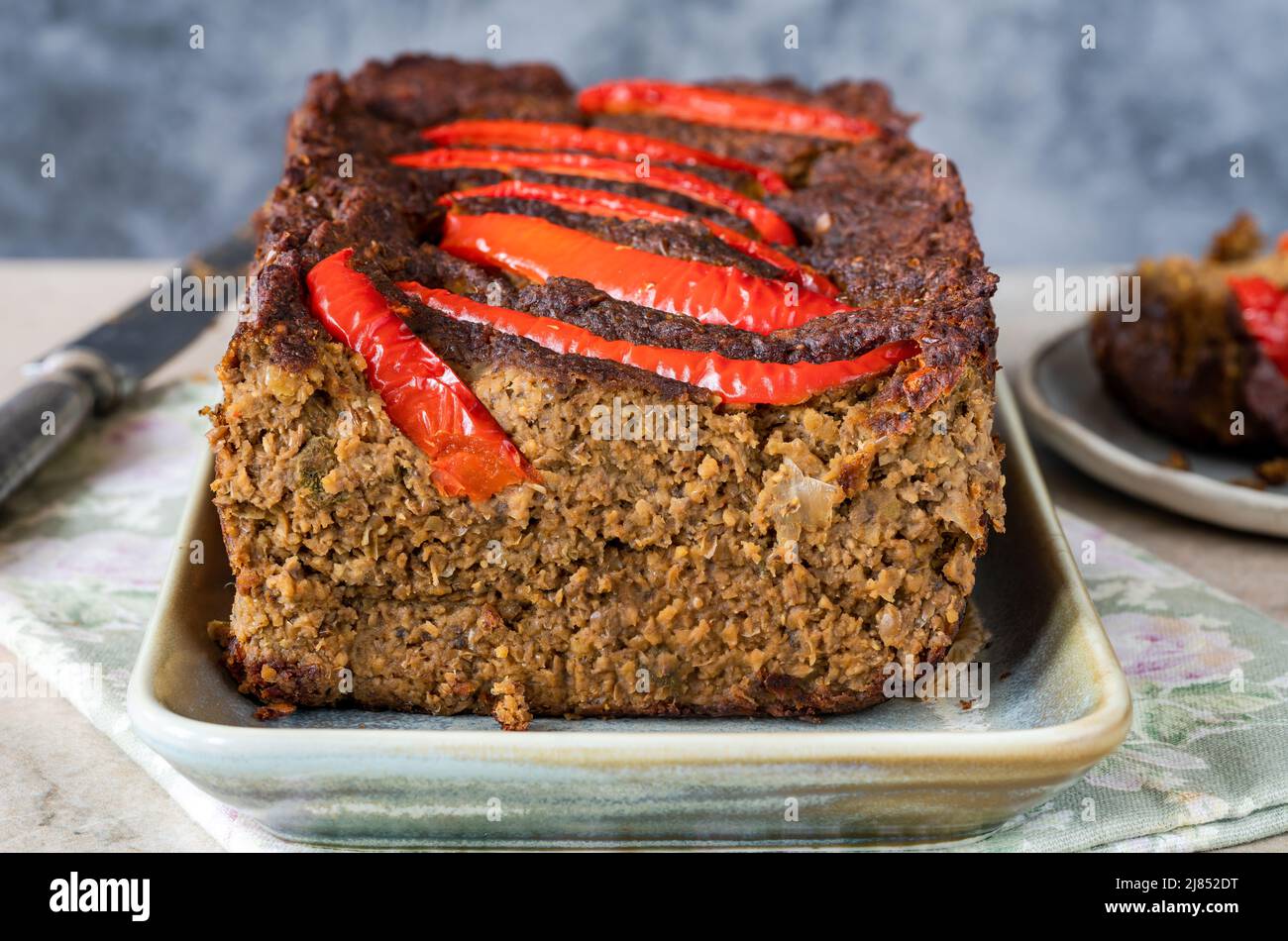 Baked vegan mushroom and lentil pate Stock Photo Alamy