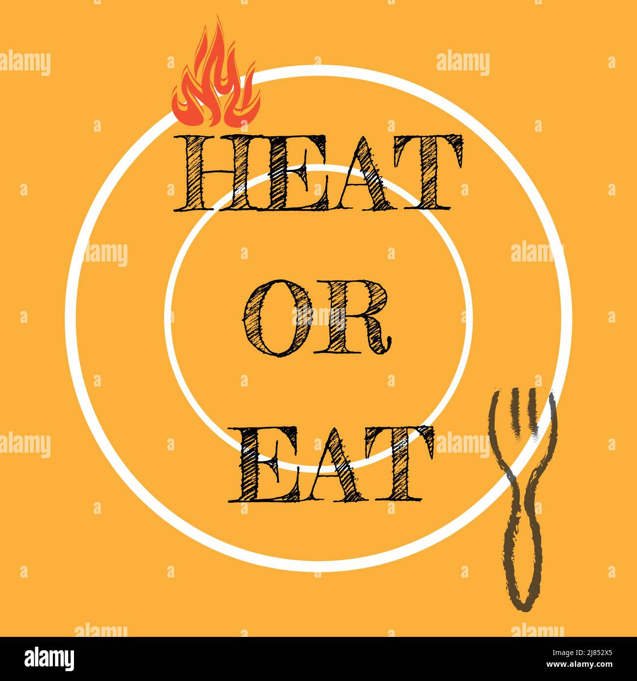 Heat Or Eat fuel poverty and emergency food aid consept vector illustration Stock Vector