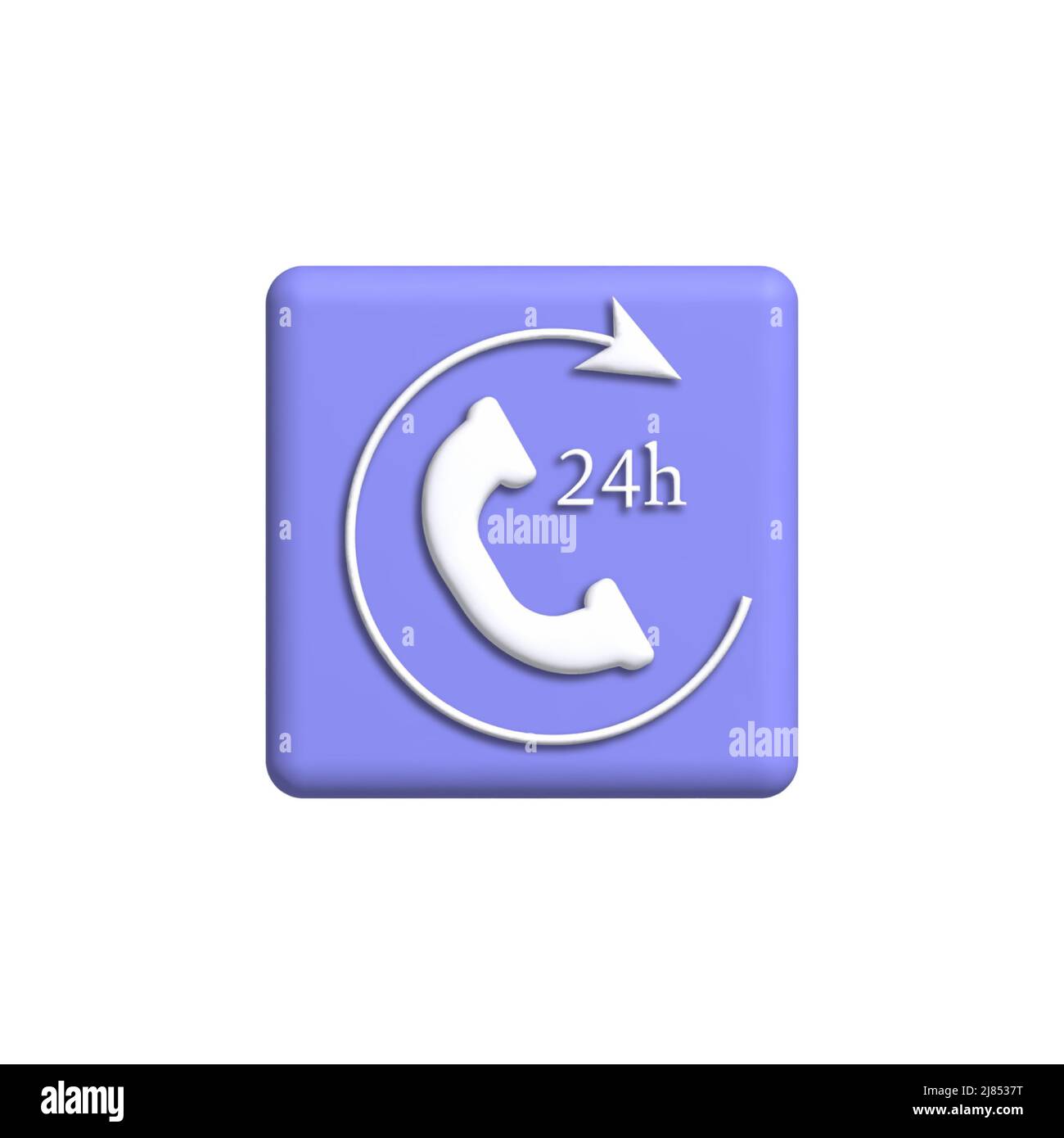 illustration of the icon calls around the clock 3d rendering. Cartoon