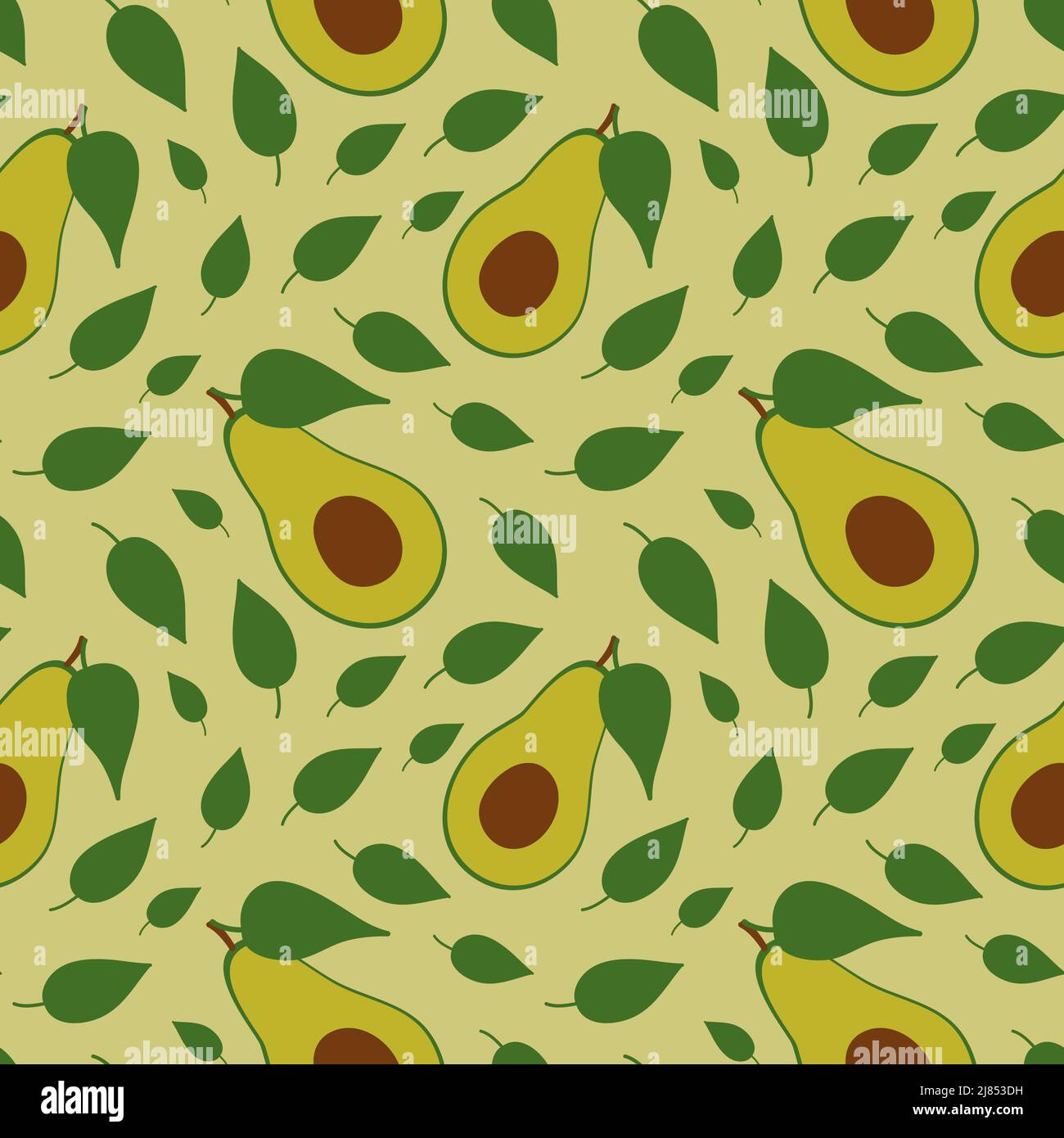 Avocado green vegetable with leaf seamless pattern for design, eps 10 ...