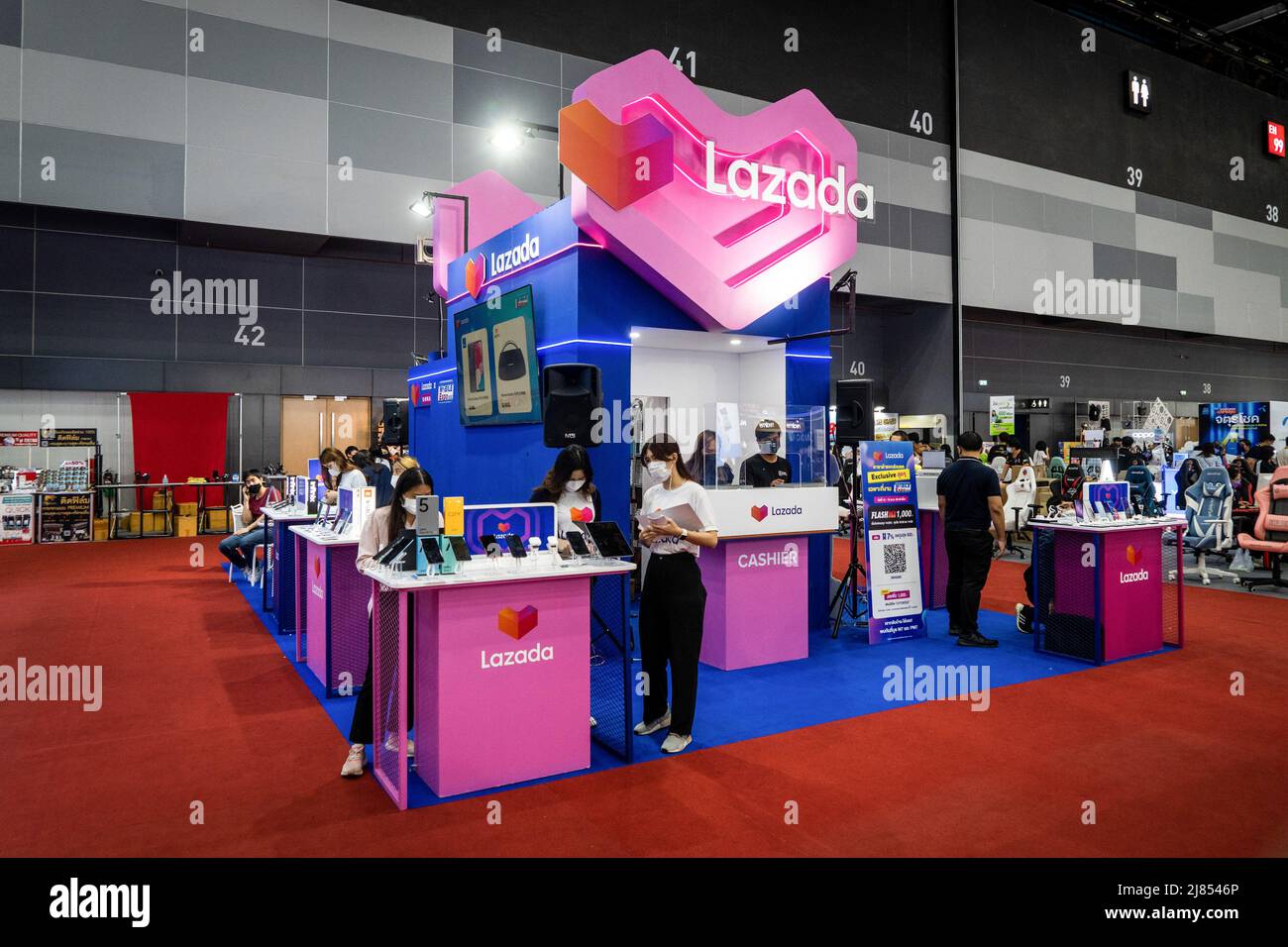 A Lazada booth at Thailand Crypto Expo 2022. People attend Thailand Crypto  Expo 2022 at Bangkok International Trade & Exhibition Centre (BITEC) in  Bangkok. The convention, calling itself the 