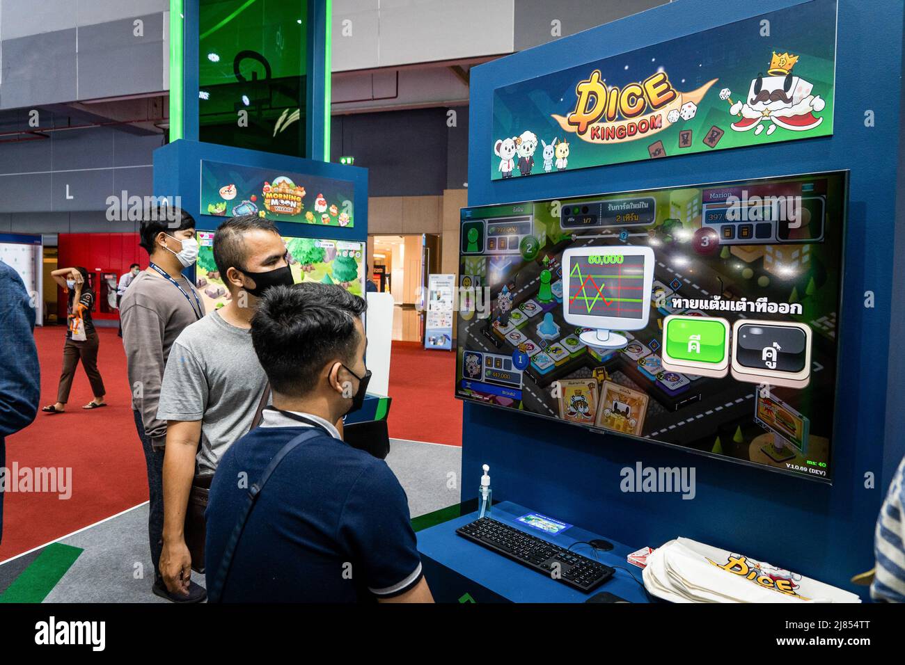 Bangkok, Thailand. 13th May, 2022. People play games to win crypto at  Thailand Crypto Expo 2022. People attend Thailand Crypto Expo 2022 at  Bangkok International Trade & Exhibition Centre (BITEC) in Bangkok.