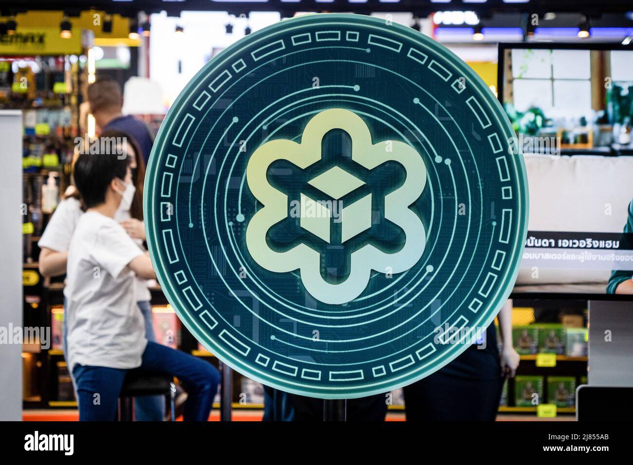 A large BTZ (Bitazza) coin on display at Thailand Crypto Expo 2022. People  attend Thailand Crypto Expo 2022 at Bangkok International Trade &  Exhibition Centre (BITEC) in Bangkok. The convention, calling itself