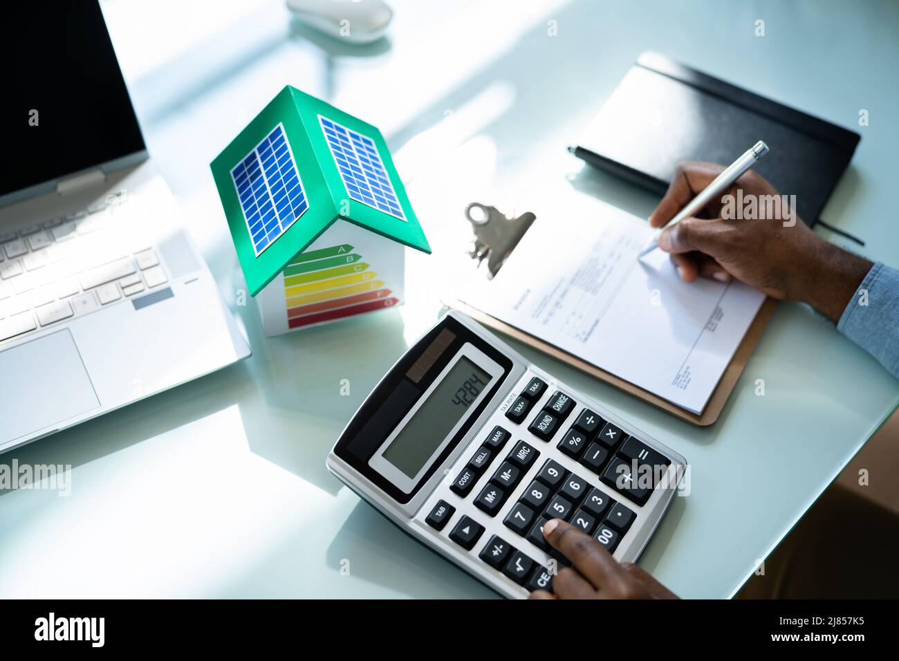Energy Efficient House Calculator. Insulation Rate Audit Stock Photo ...