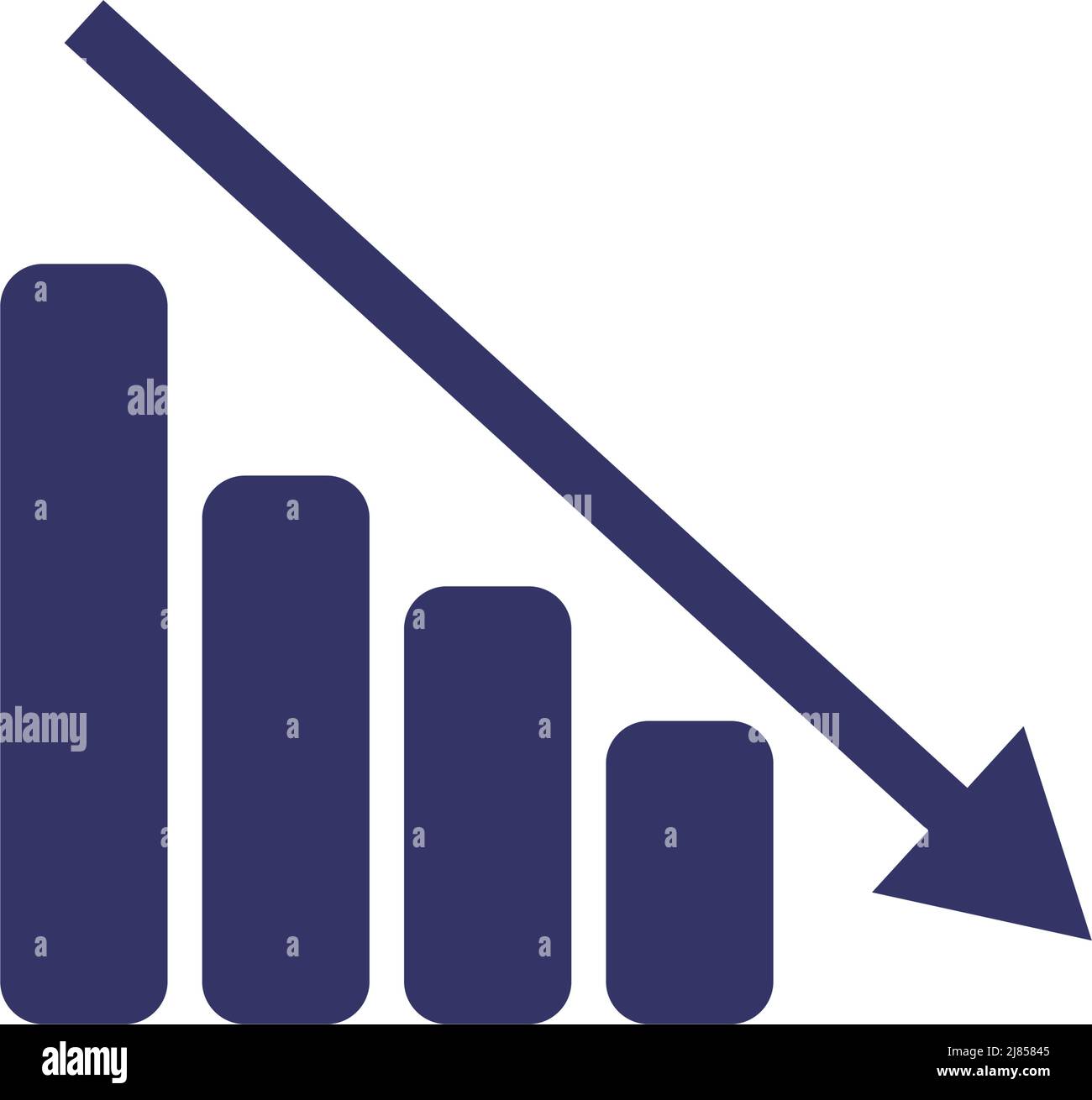 Arrow and bar graph icon for declining business performance. Editable vector. Stock Vector