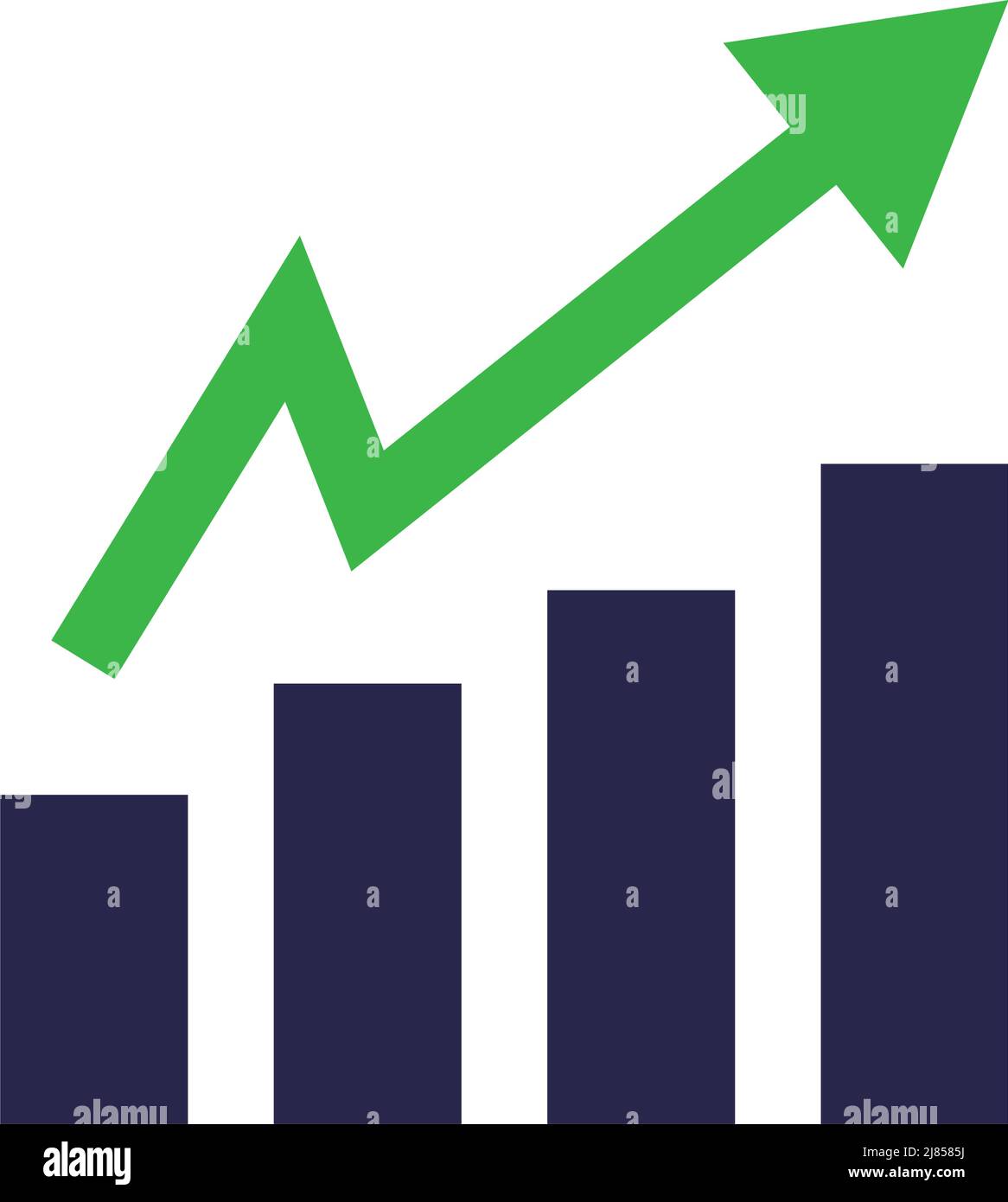 Bar Chart Icon With Green Rising Arrow Business Performance And