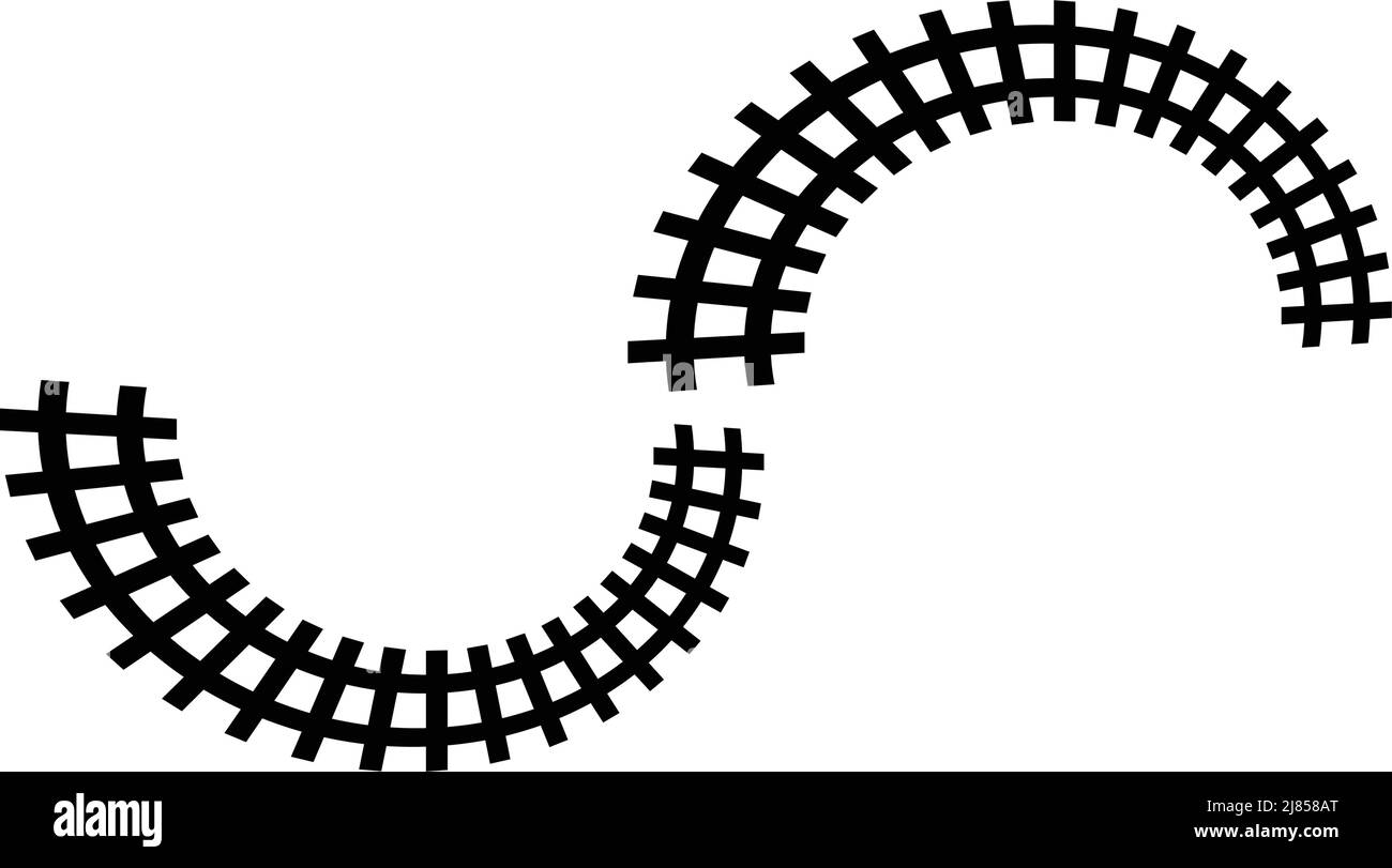 Curved rail silhouette icon. Editable vector. Stock Vector