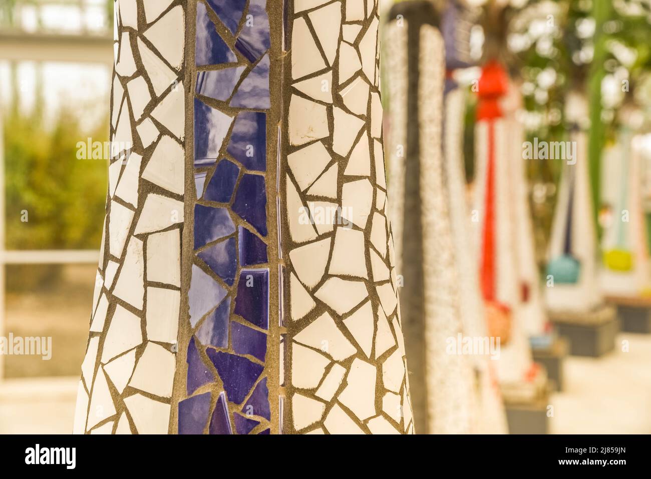 Almere, Netherlands, May 2022.Details of a tile mosaic at the Floriade Expo 2022. High quality photo Stock Photo