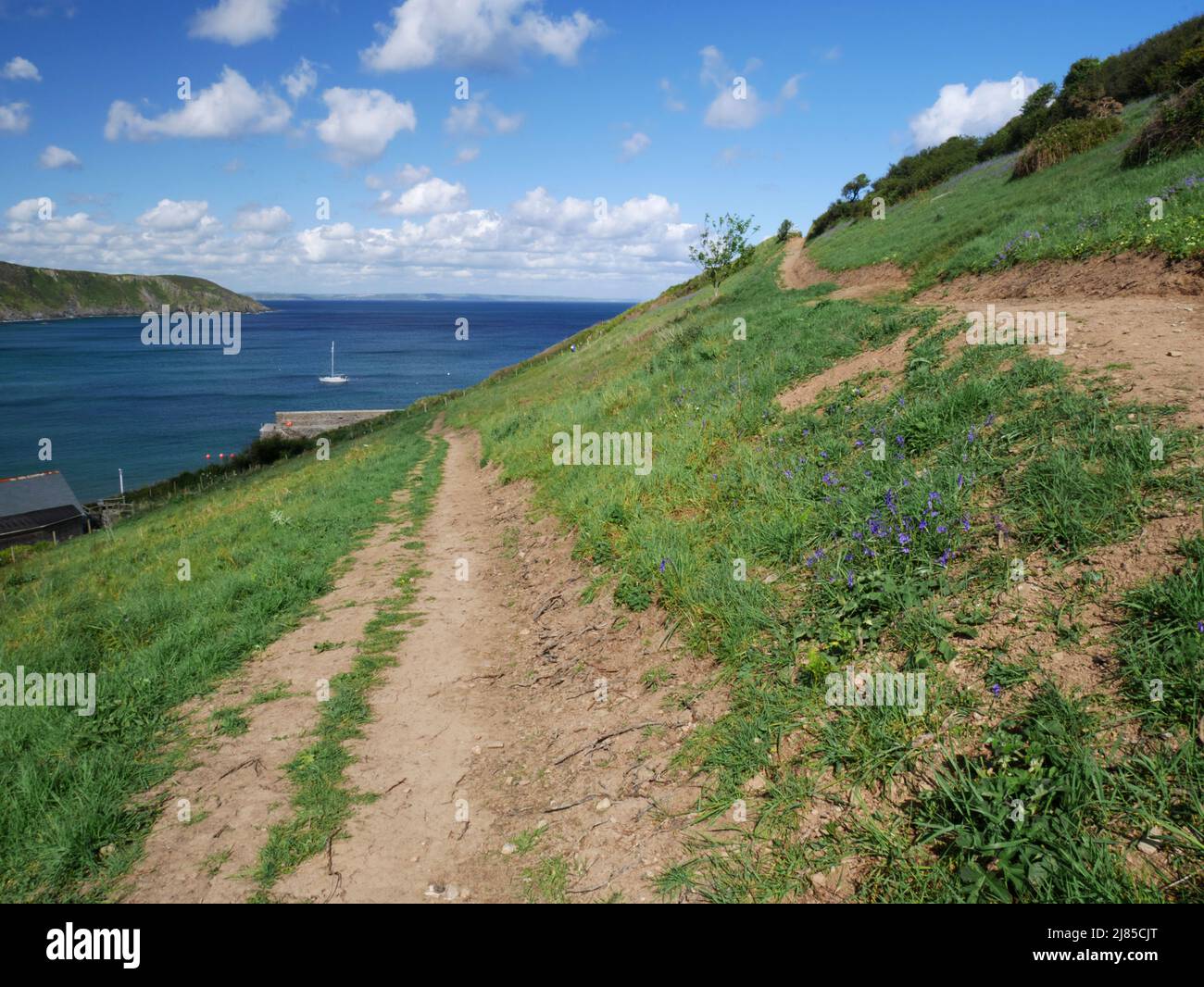 The cliff path at Gorran Haven, Cornwall. Stock Photo