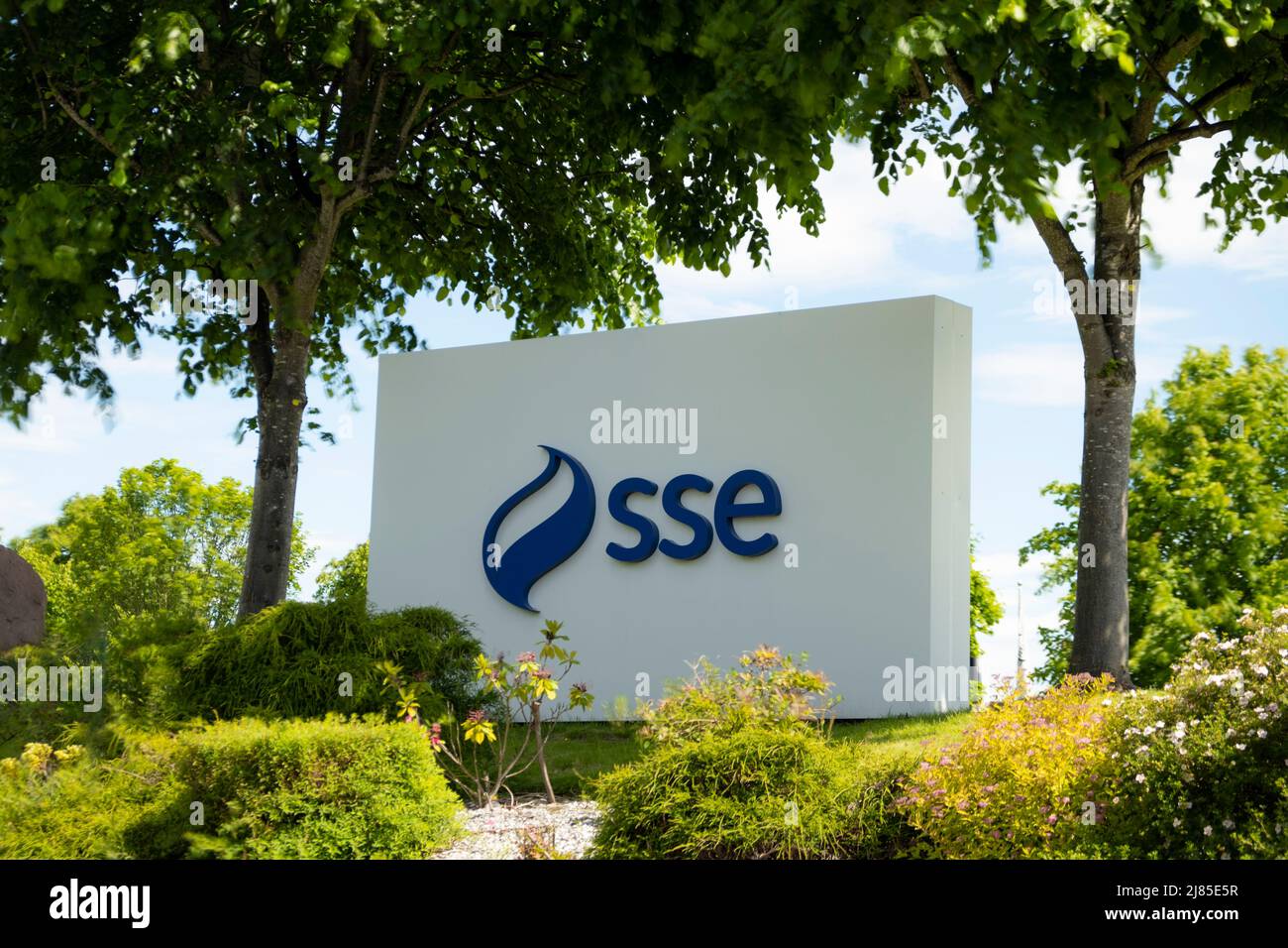 SSE Head Office sign under trees Stock Photo Alamy