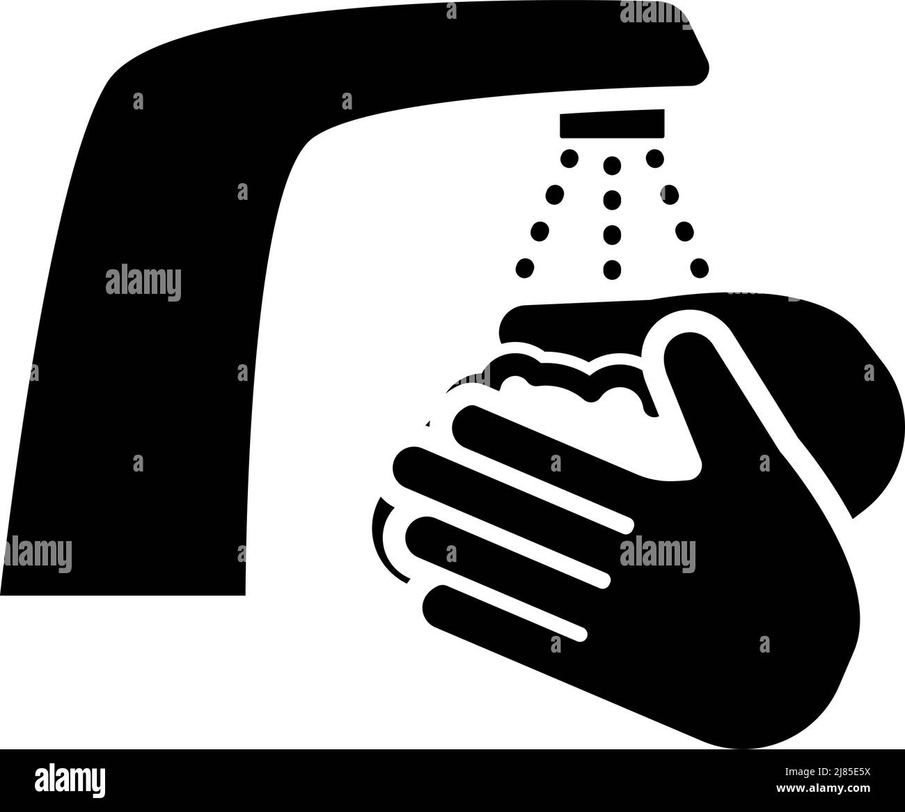 Hand Washing Icon. Black Stencil Design. Vector Illustration Stock