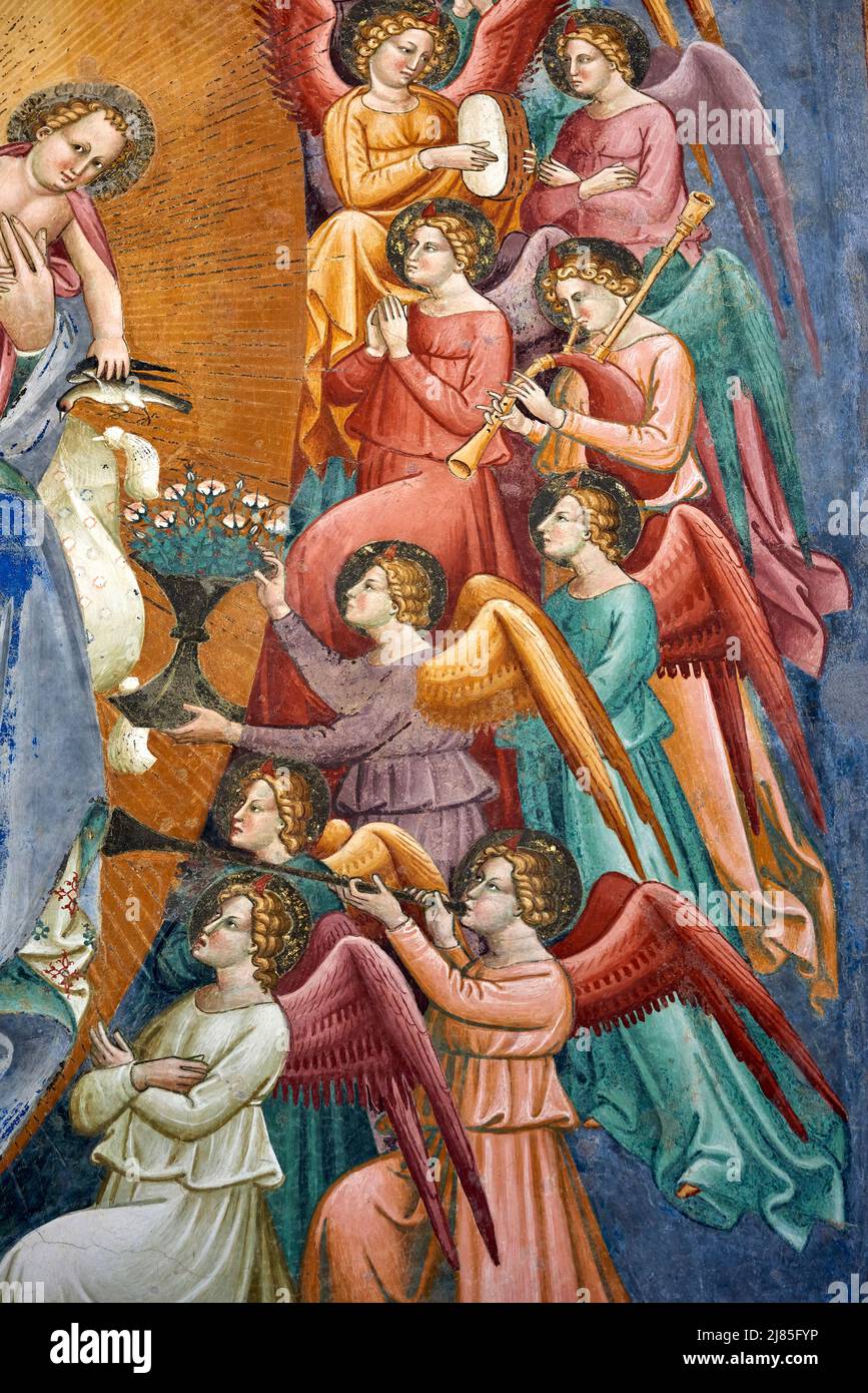 particolare da “Madonna col Bambino tra gli angeli “ - affresco - Simone  Martini nel 1310 e Cenni di Francesco di Ser Cenni nel 1413 - San Gimignano  Stock Photo - Alamy