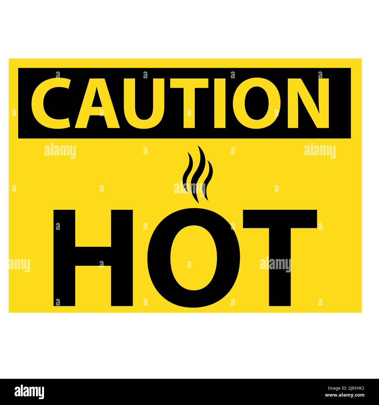 Caution hot warning surface icon on white background. Hot danger sign