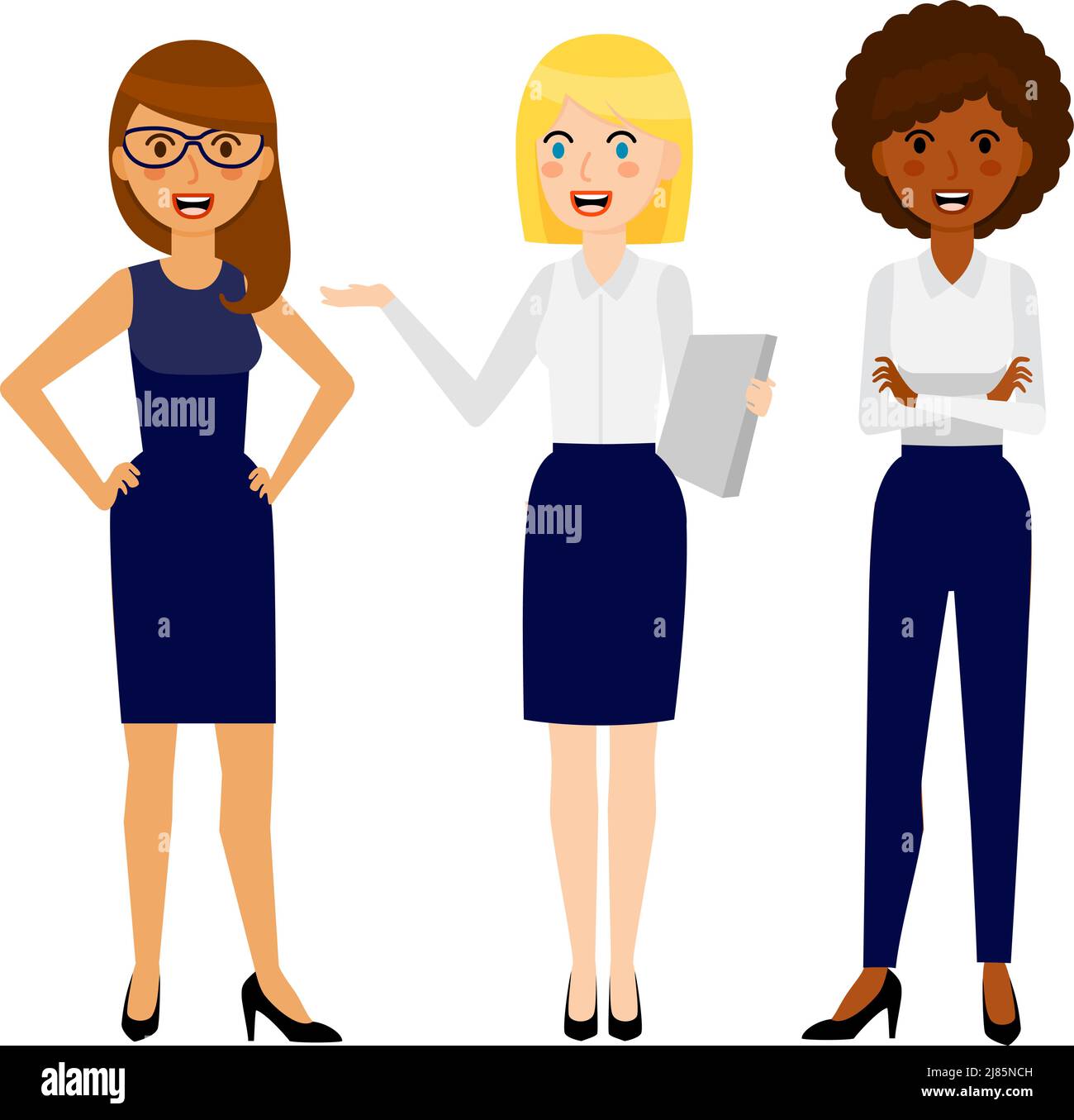 Set of three smiling business woman isolated on white background Stock ...