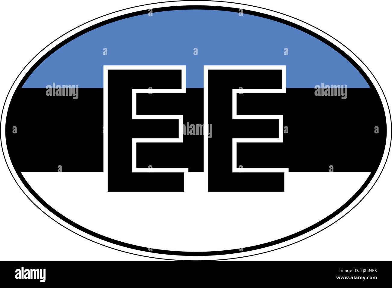 Estonia EE EST flag label sticker car, international license plate Stock Vector