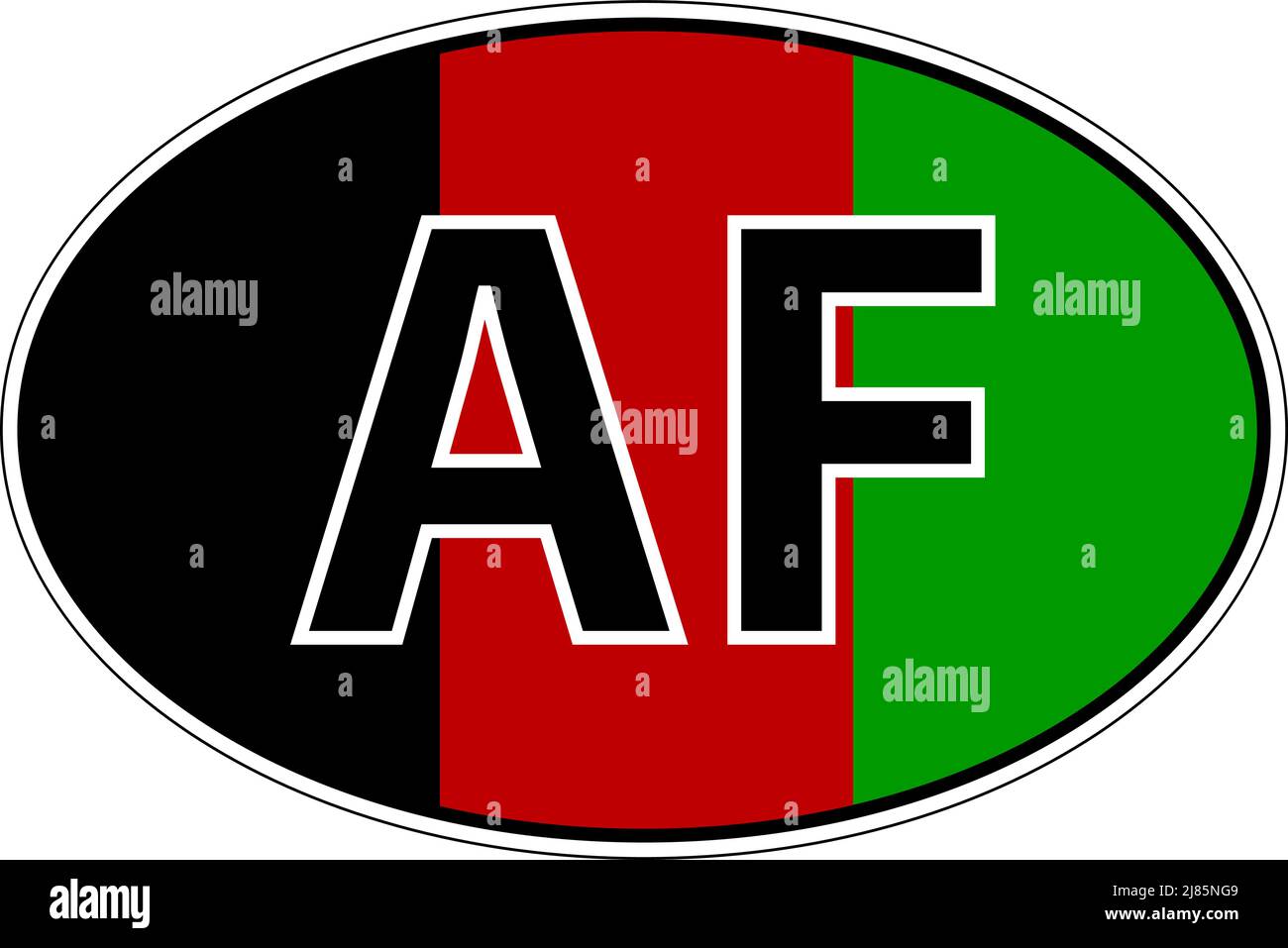 Islamic Republic Afghanistan AF flag label sticker car, license plate Stock Vector