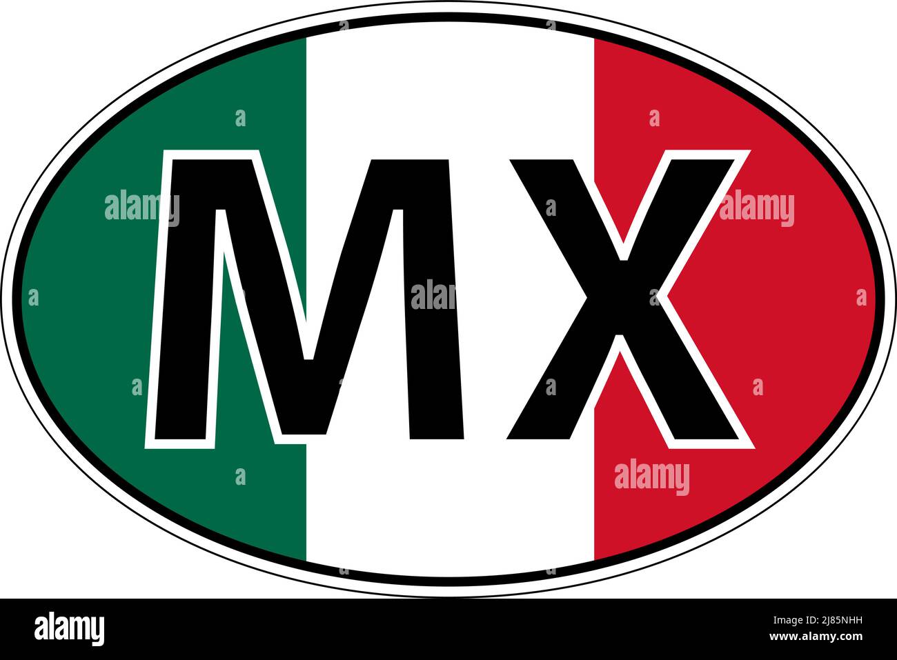 United Mexican States MX flag label sticker car, license plate Stock Vector