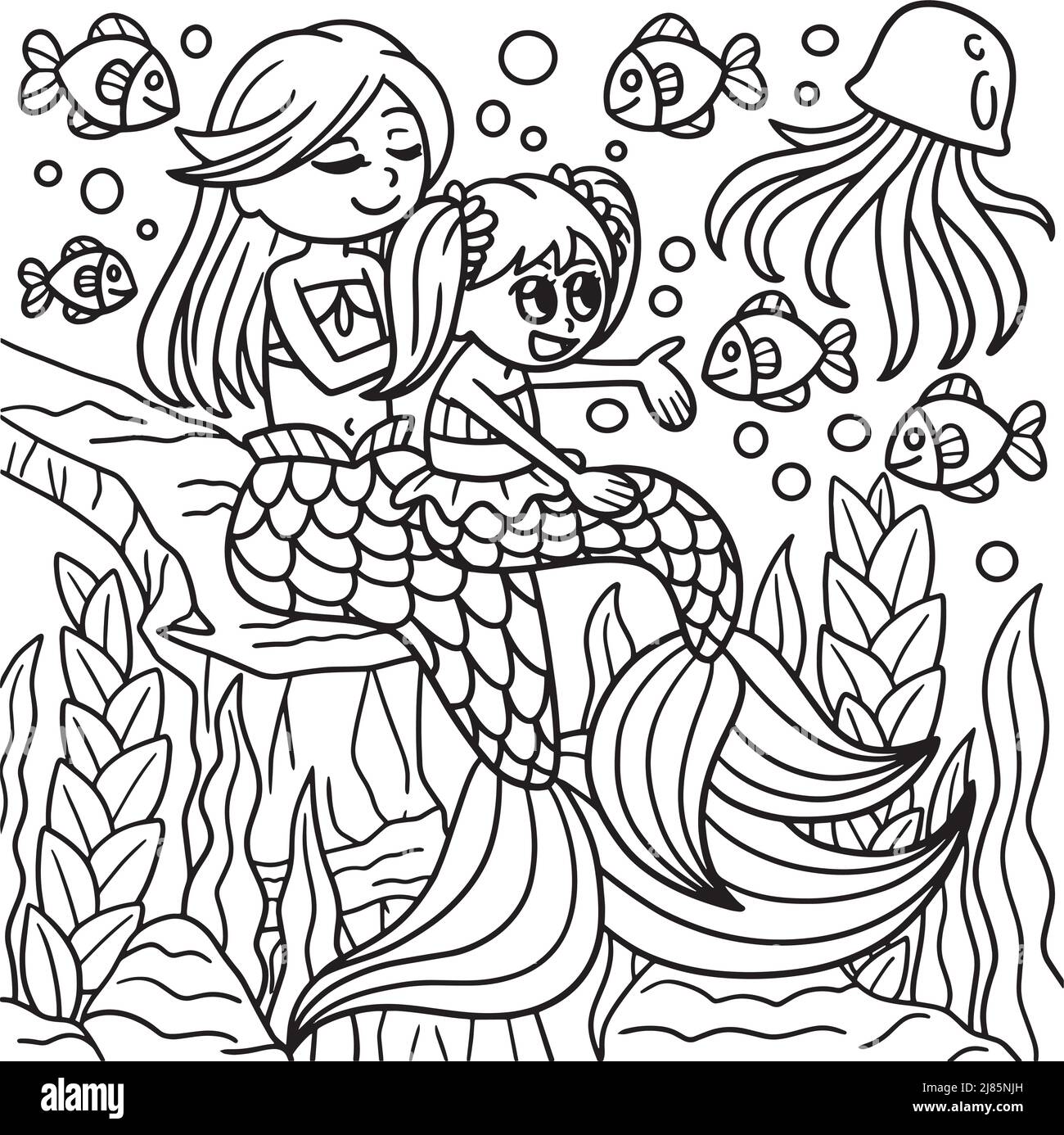 Mother coloring daughter Stock Vector Images - Alamy