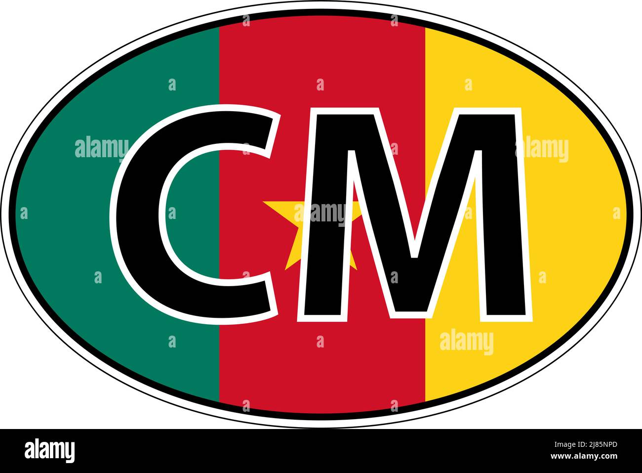 Republic Cameroon CM flag label sticker car, international license plate Stock Vector