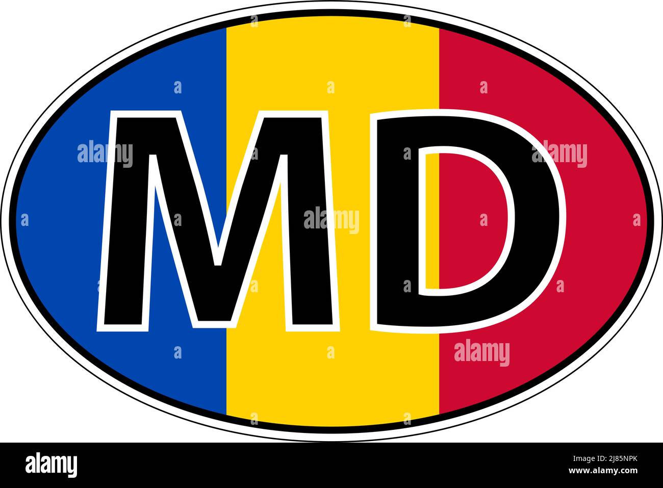 Moldavia, Moldova MD flag label sticker car, international license plate Stock Vector