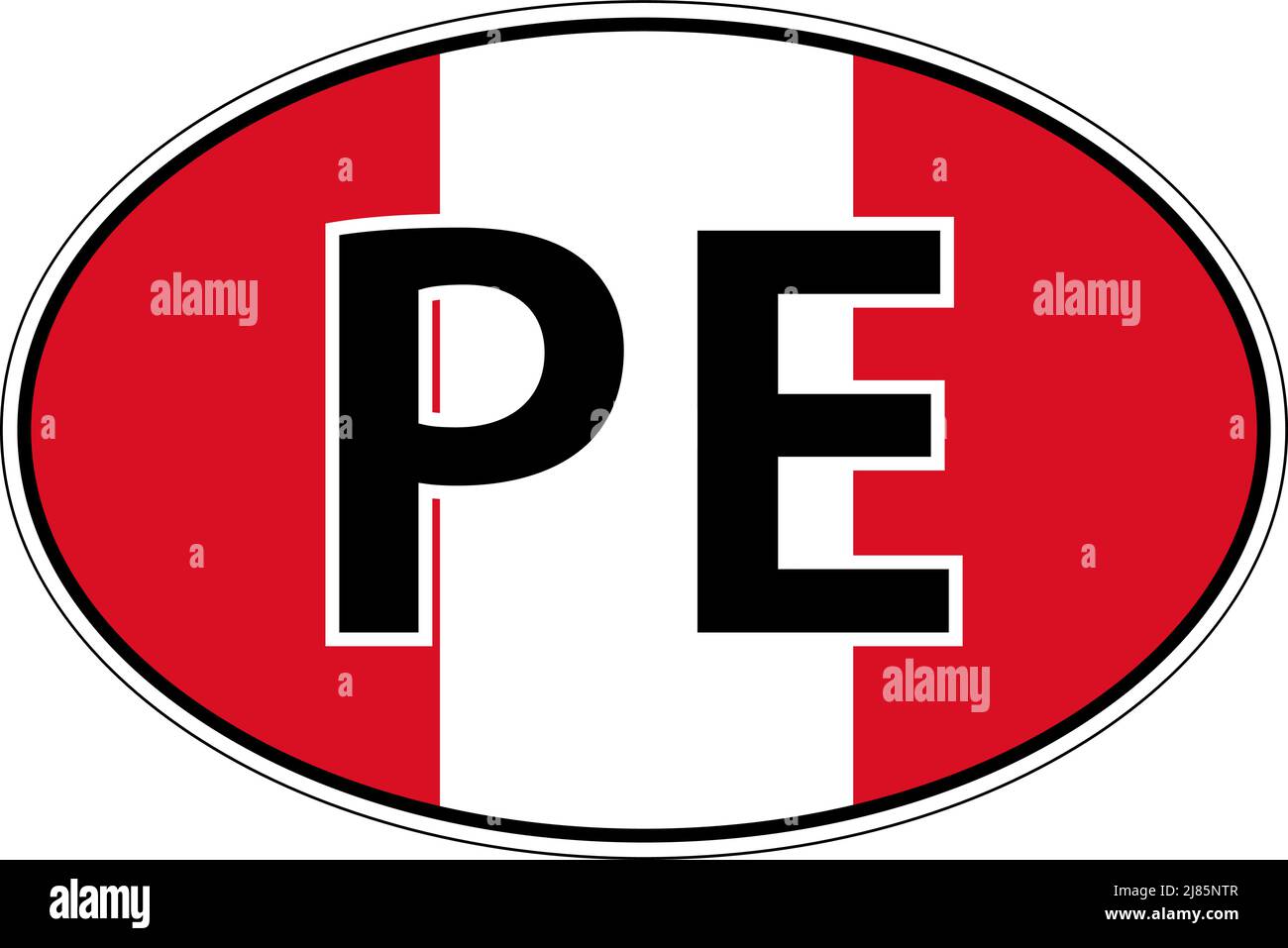 Republic Peru PE flag label sticker car, international license plate Stock Vector