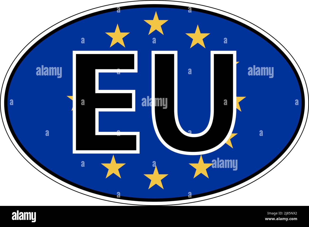 European Union, Europa EU flag label sticker car, license plate Stock Vector