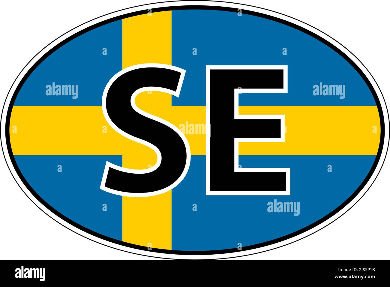 Sweden SE flag label sticker on car, international license plate Stock Vector