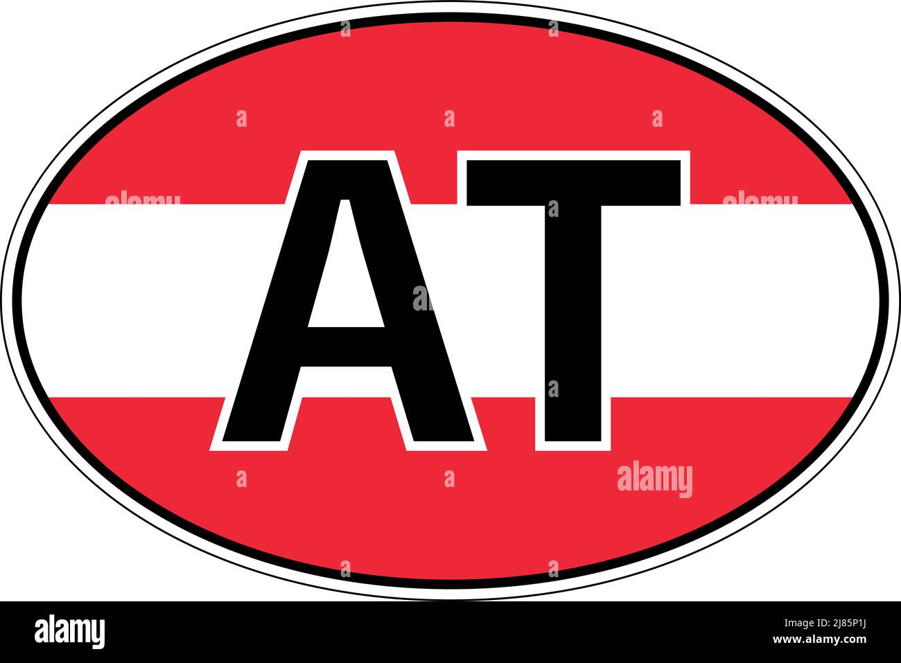 Austria AT flag label sticker on car, international license plate Stock Vector