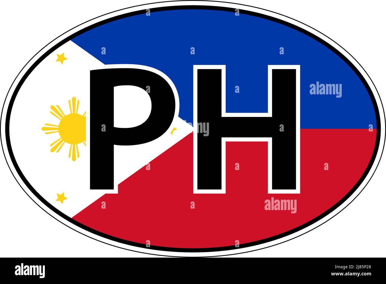 Republic Philippines PH flag label sticker car, international license plate Stock Vector