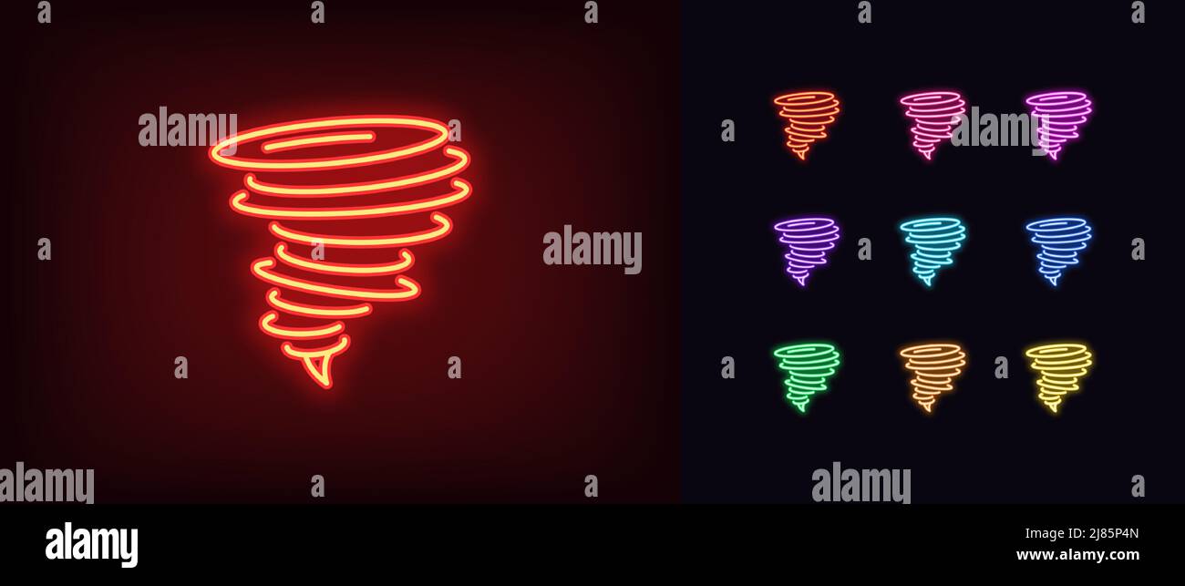 Outline neon tornado icon. Glowing neon hurricane silhouette, twister  pictogram. Whirlwind funnel, typhoon vortex, windstorm spin and tornado  swirl, w Stock Vector Image & Art - Alamy