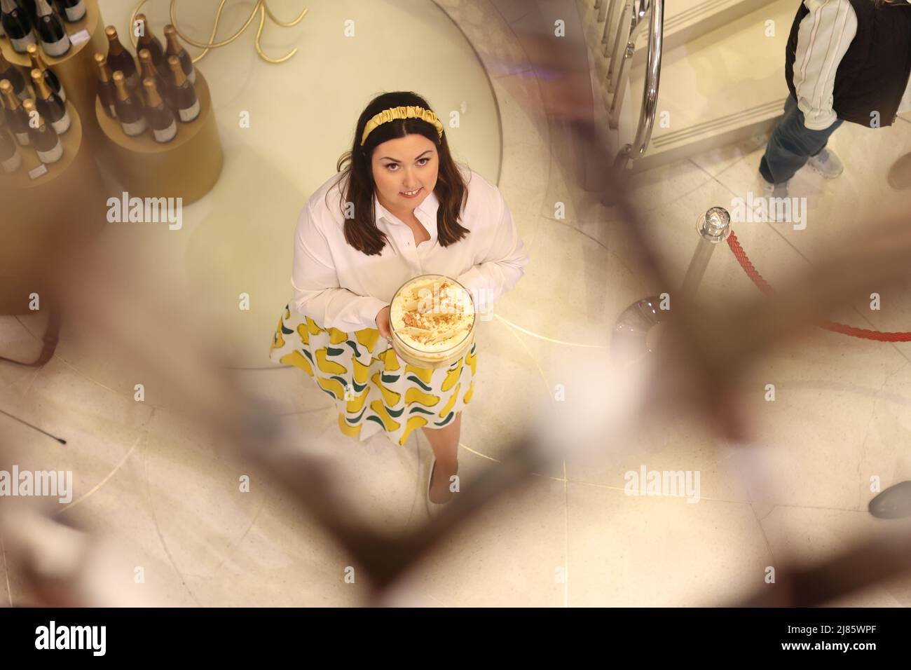 Jemma Melvin in Fortnum and Mason, central London, with her lemon Swiss