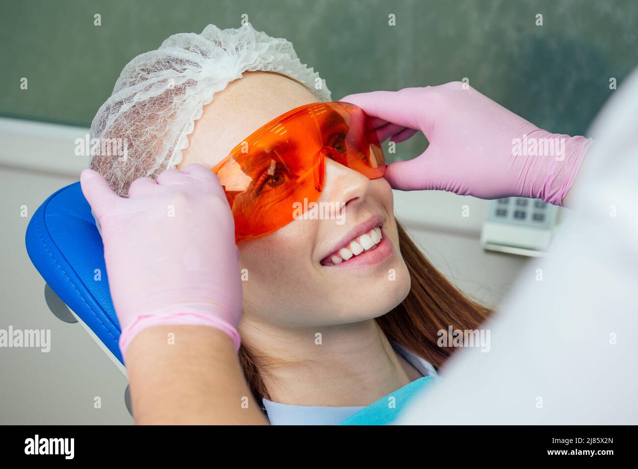 Dental drilling procedure and check up on beautiful teeth and open